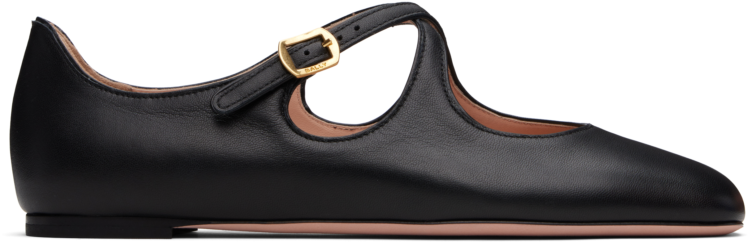 Bally Leather Cut-out Ballerinas Flat Sole In U901 - Black