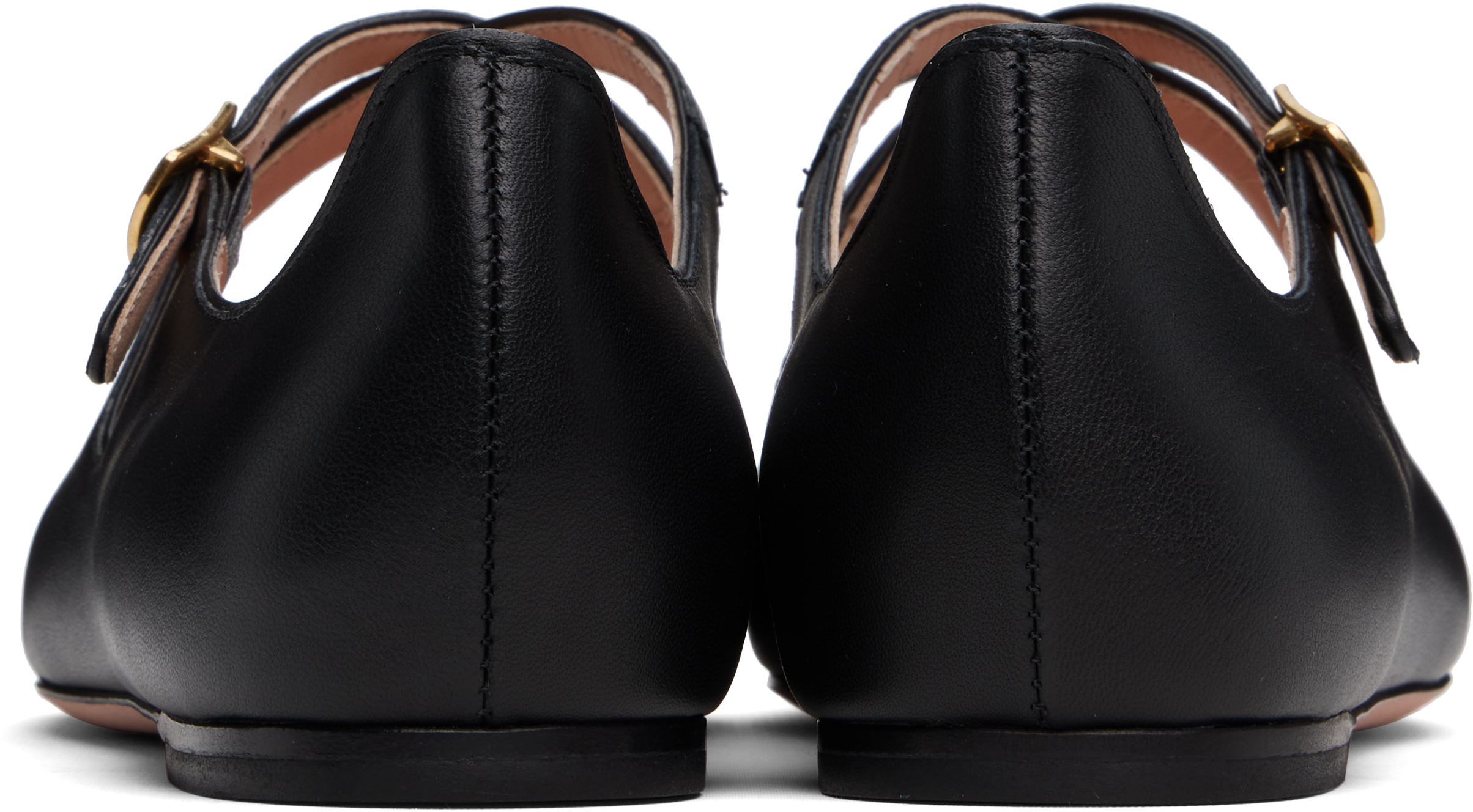 Bally Leather Cut-out Ballerinas Flat Sole In U901 - Black