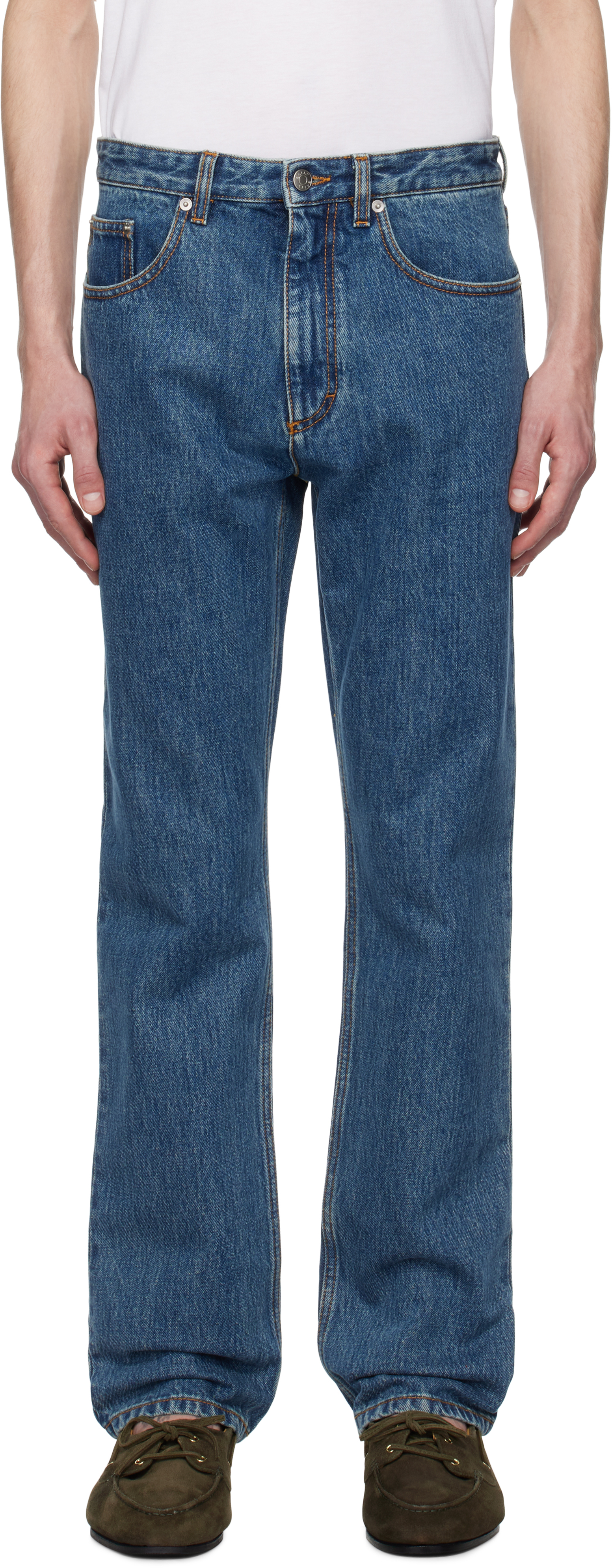 Blue Five-Pocket Jeans