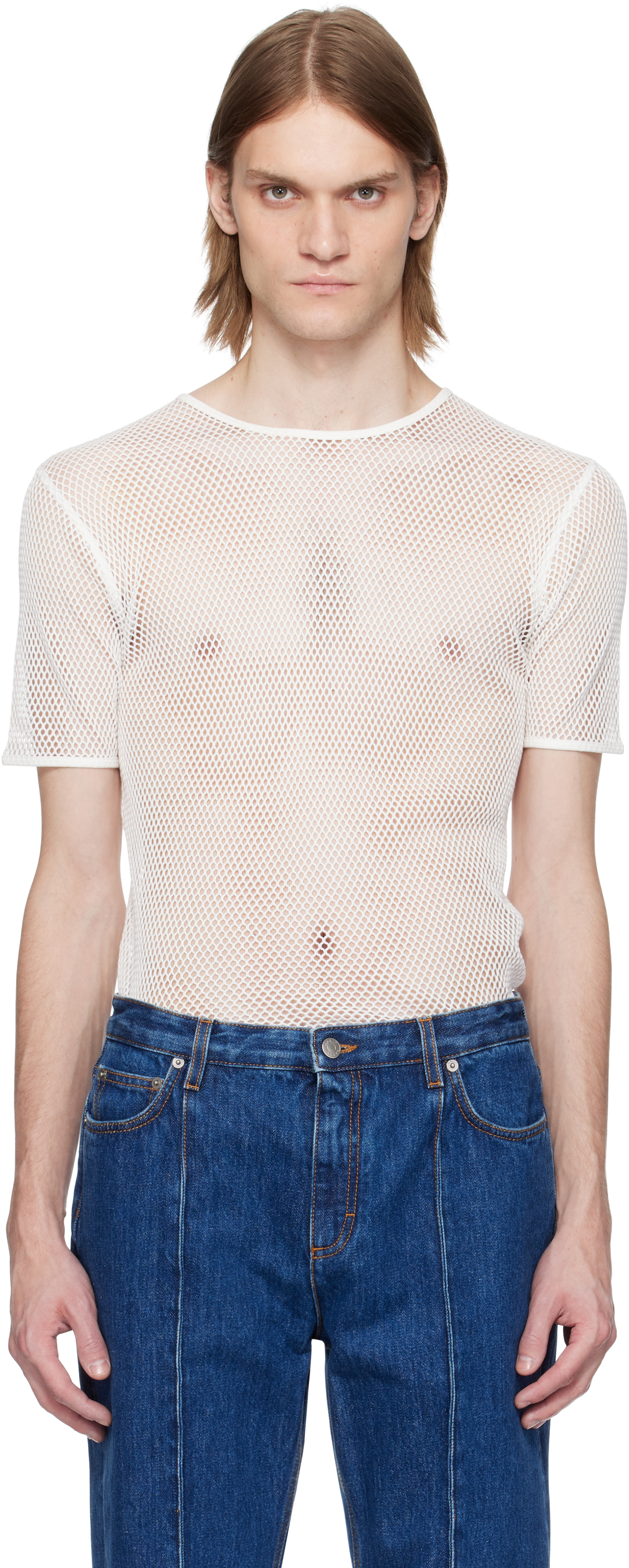 【関税込み】Bally ホワイト フィッシュネット トップス Bally: ホワイト フィッシュネット トップス | SSENSE 日本