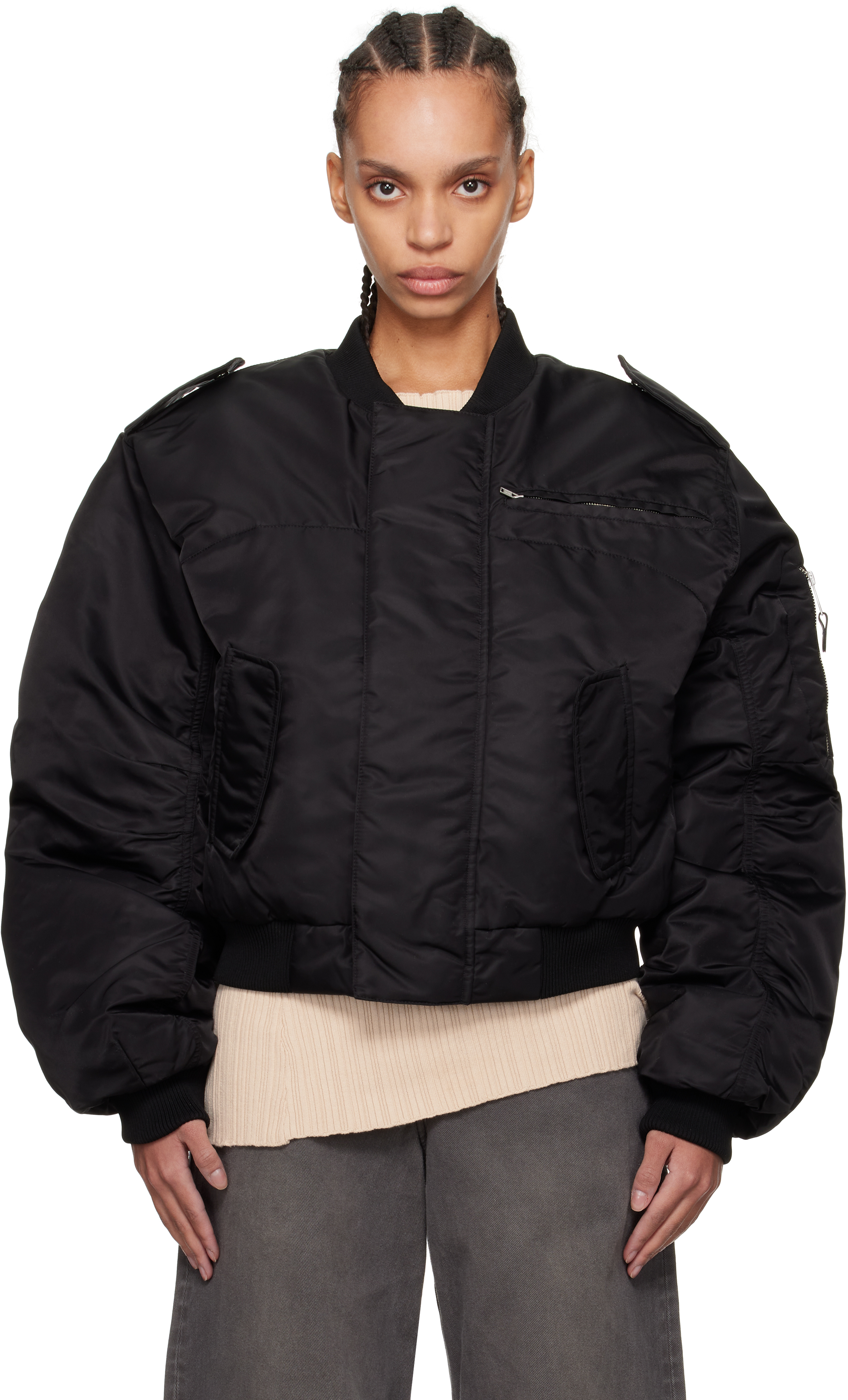 Entire Studios Ssense Exclusive Black A-2 Bomber Jacket In Entire Studios Ssense Exclusive Black A-2 Bomber Jacket In