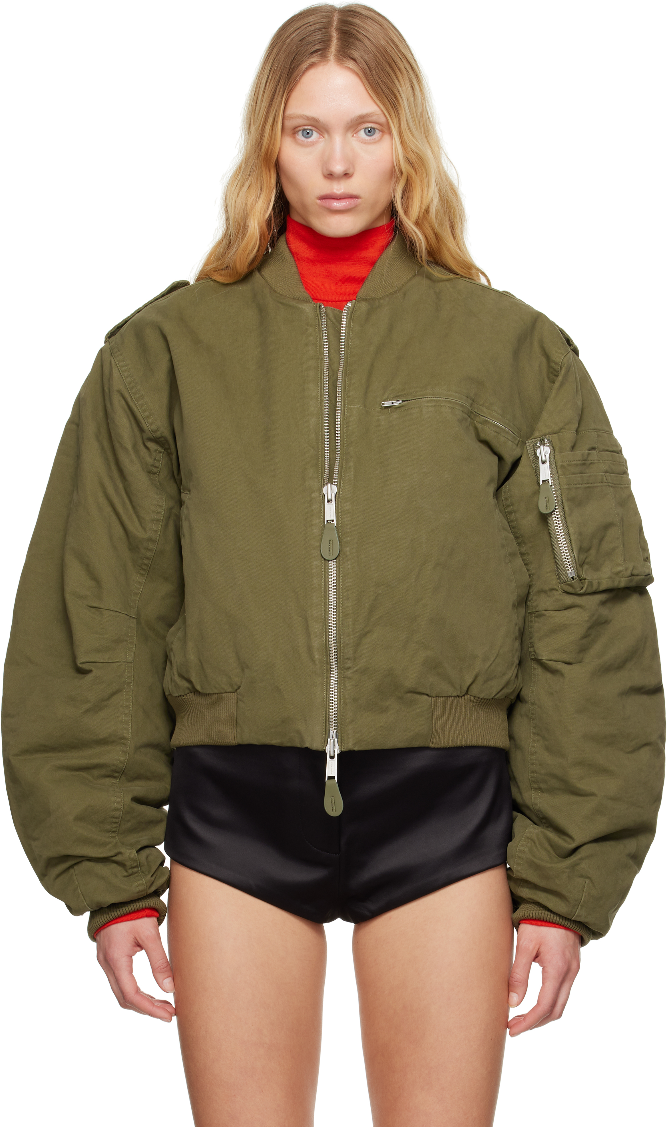 Shop Entire Studios Khaki A-4 Bomber Jacket In Army
