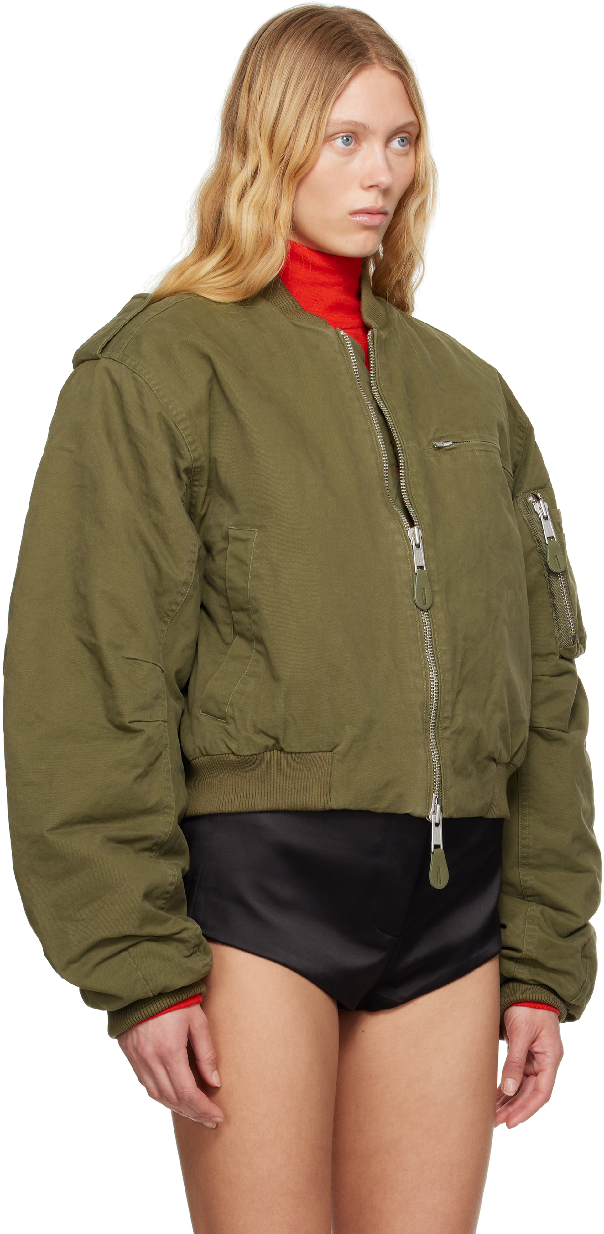 Shop Entire Studios Khaki A-4 Bomber Jacket In Army