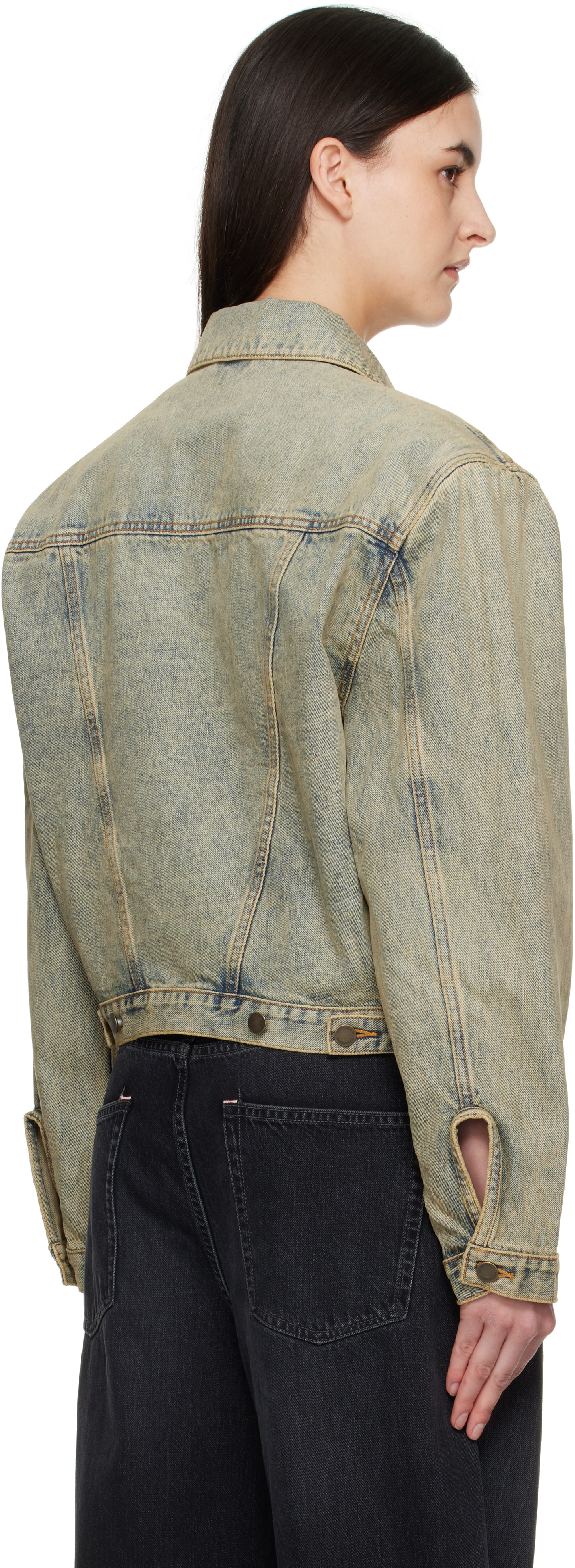 Entire Studios Blue Shrunken Denim Jacket In Surfacewave