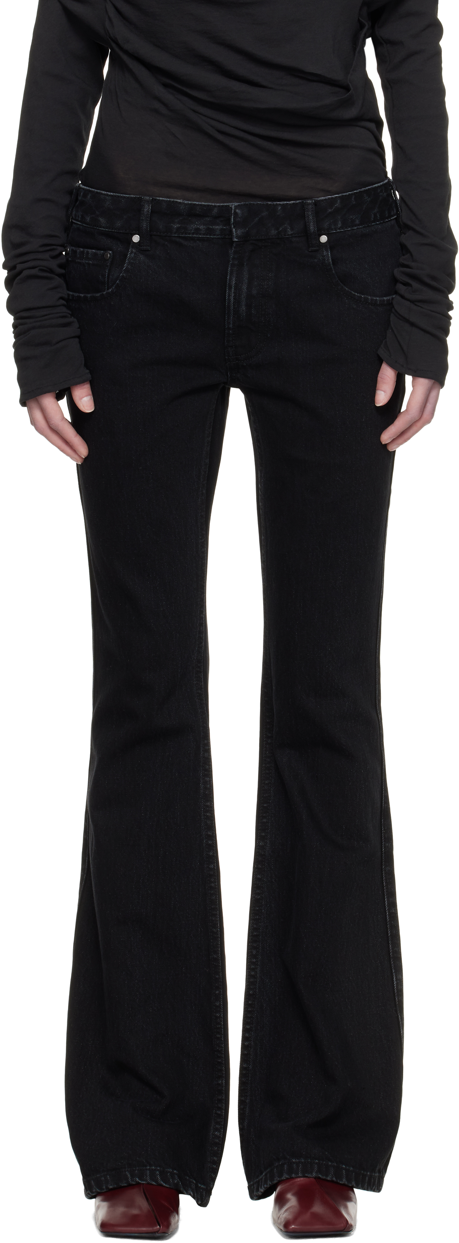 Black Slim-Flared Jeans by Entire Studios on Sale
