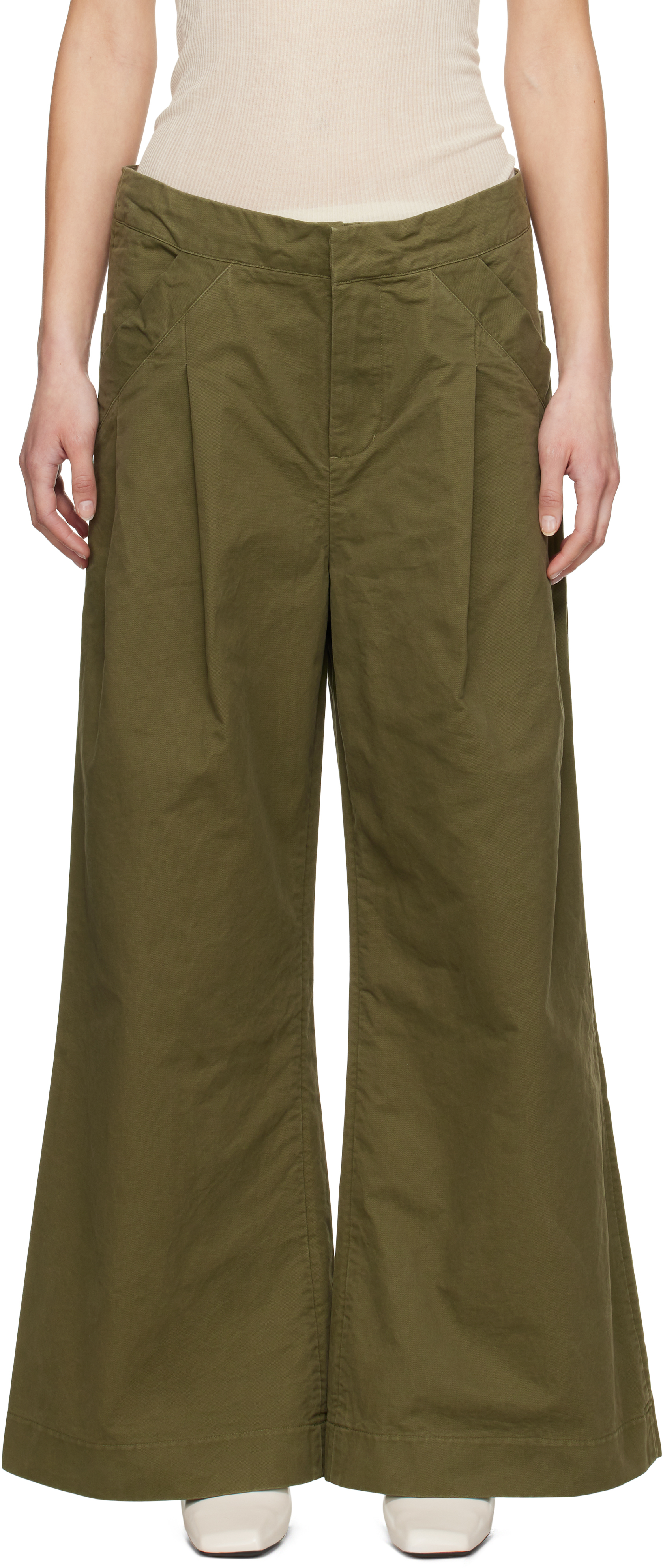 Khaki Wares Trousers by Entire Studios on Sale