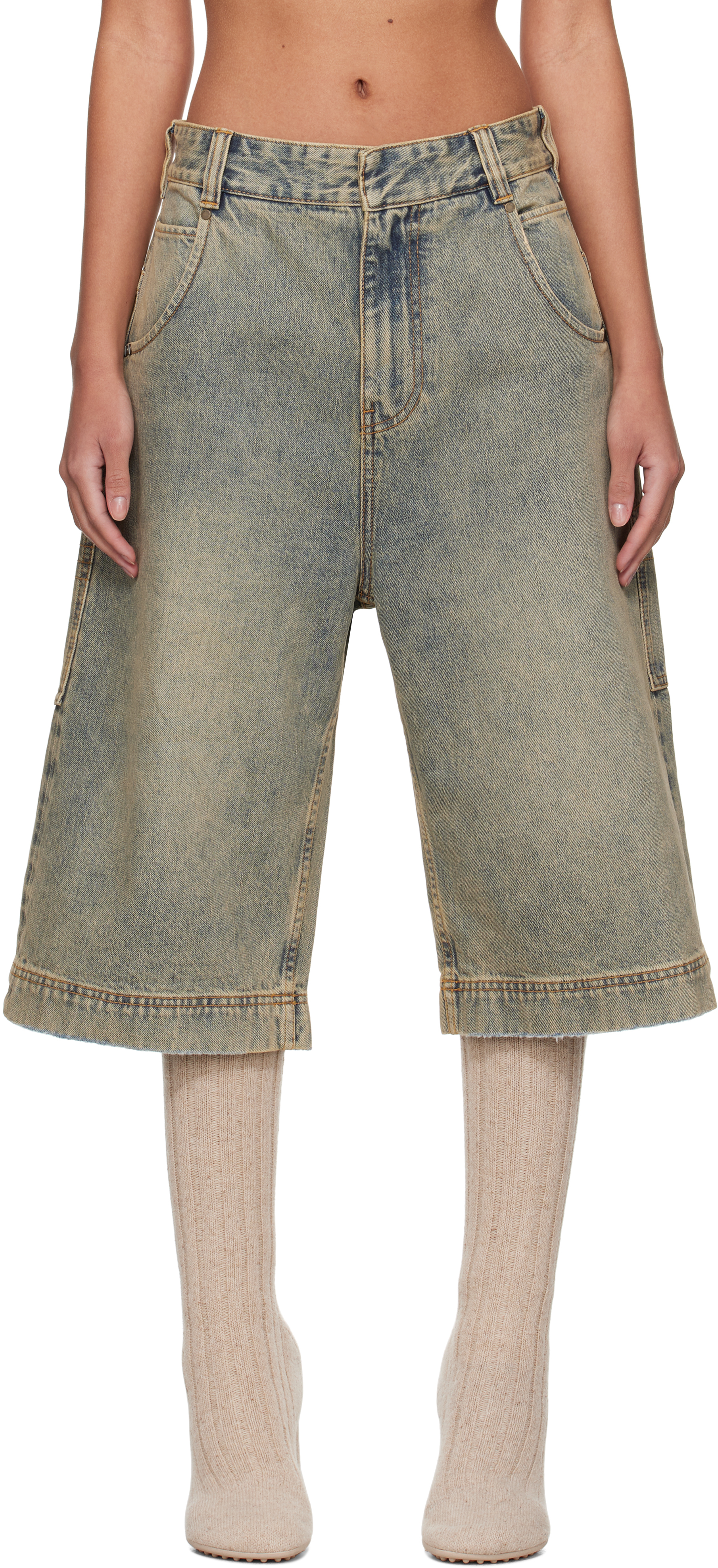 Shop Entire Studios Blue D Denim Shorts In Surfacewave