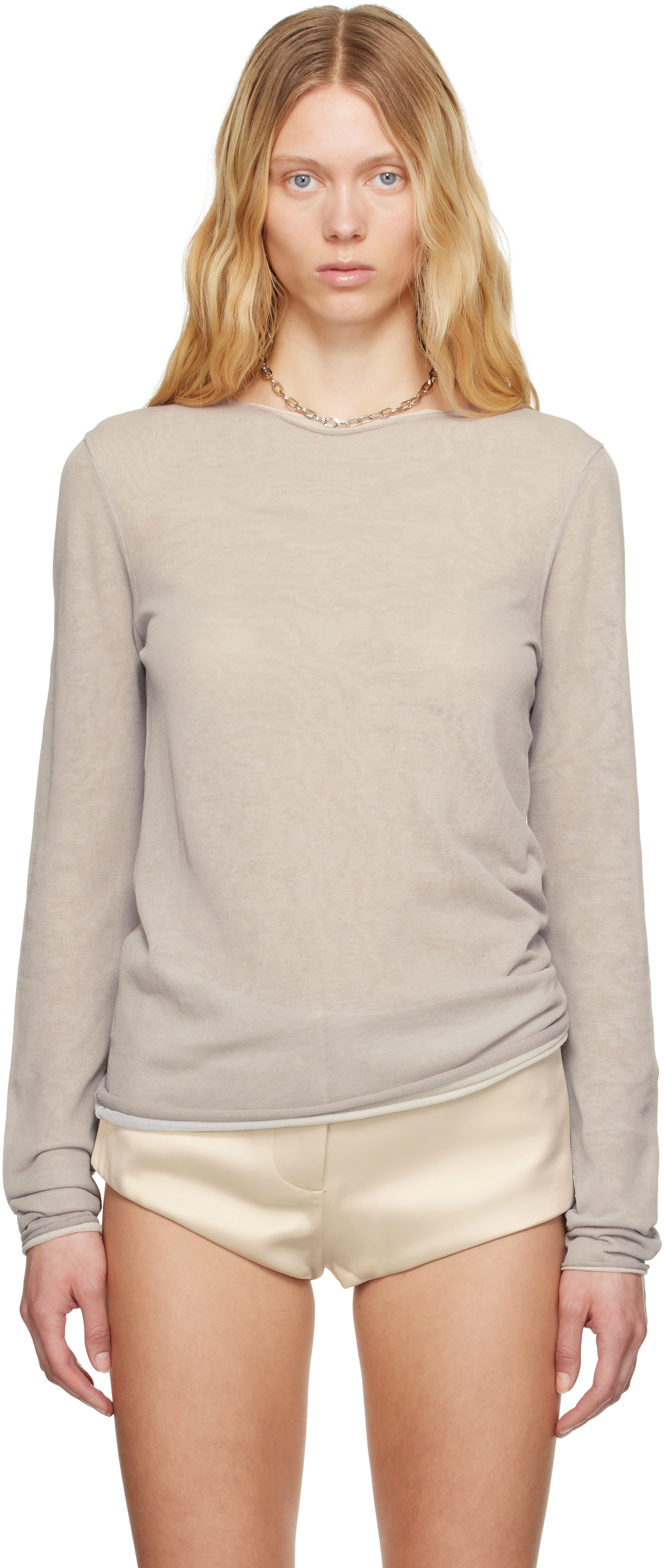 【関税込み】Entire Studios グレー Duplex Knit Tシャツ Entire Studios: Gray Duplex Knit T-shirt | SSENSE