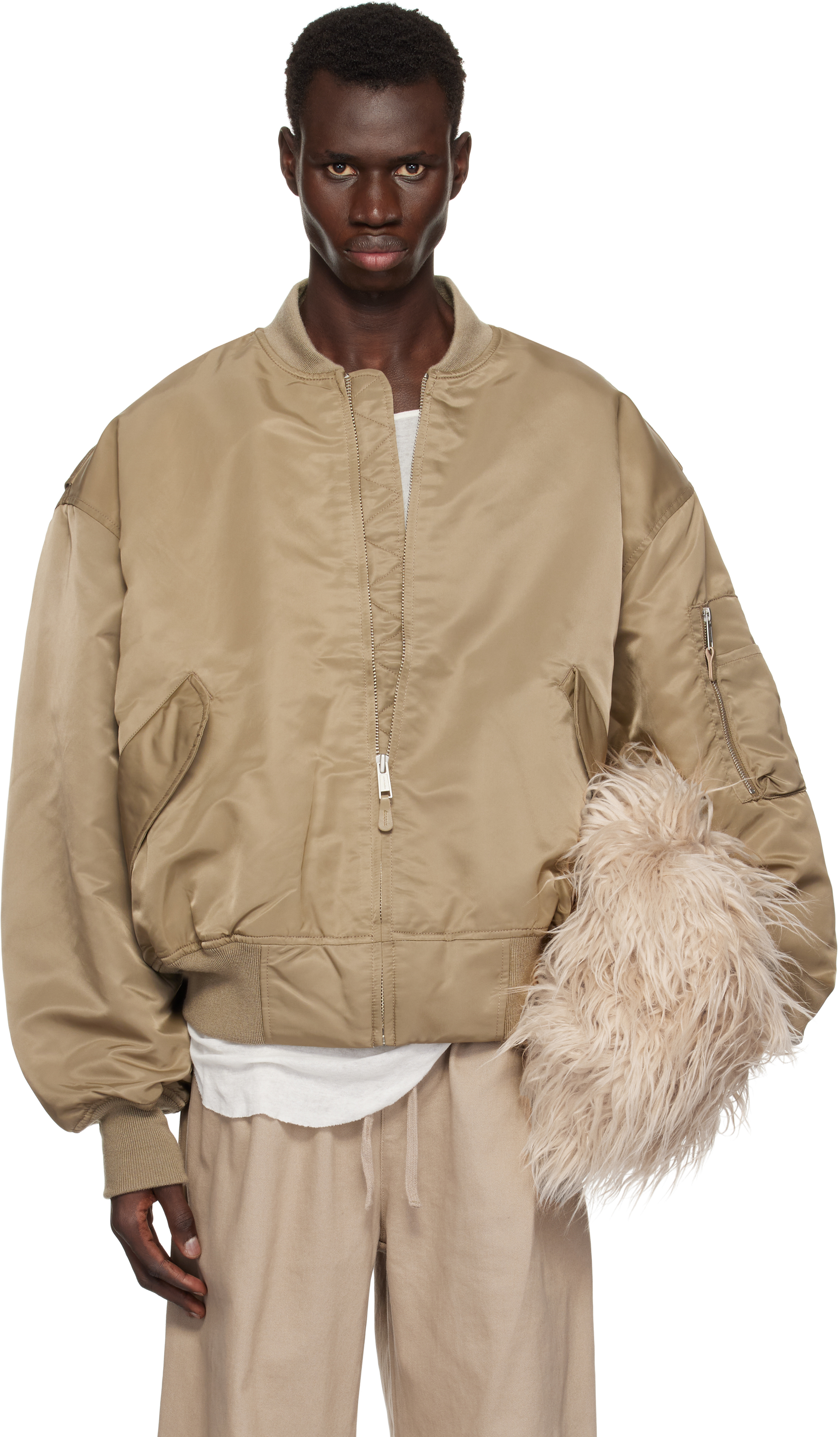 Khaki Broad Bomber Jacket