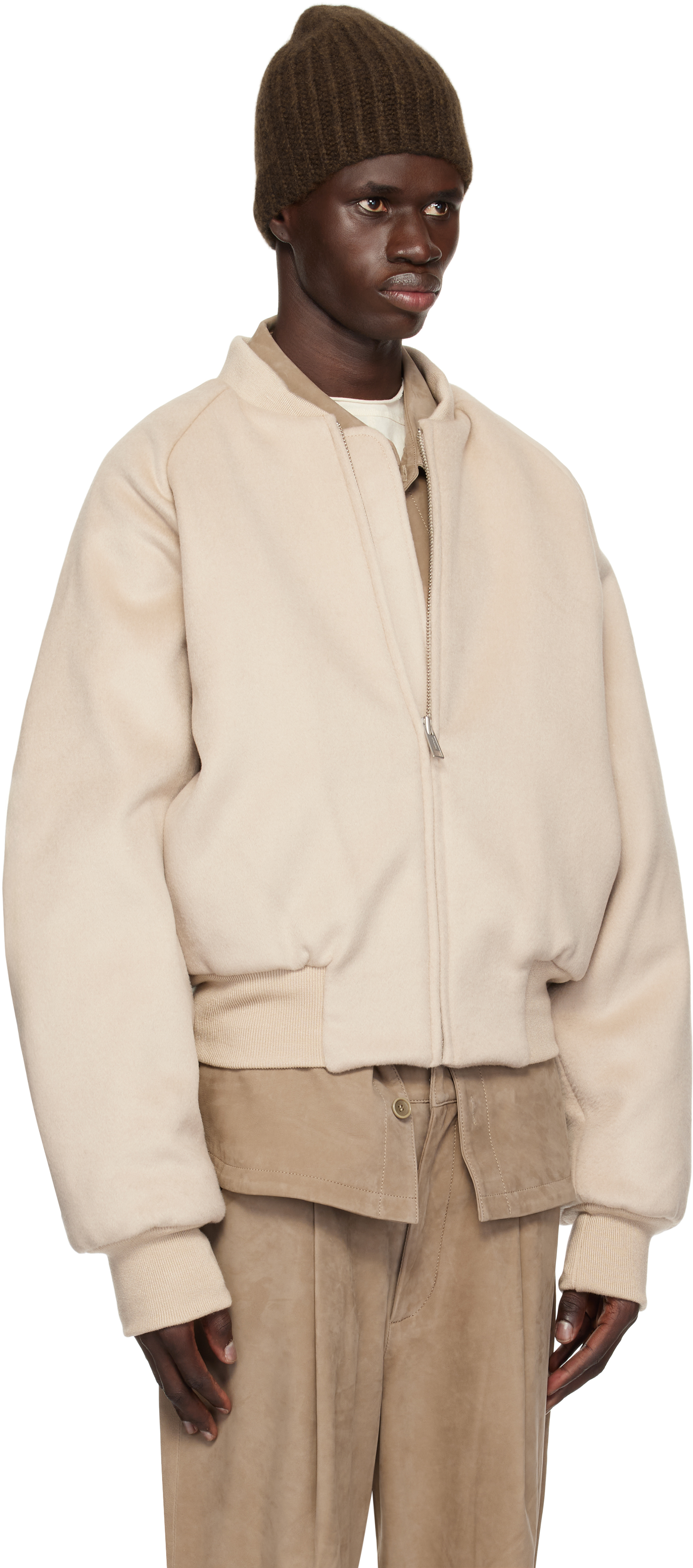 Entire Studios Off-white Raglan Bomber Jacket In Rutile