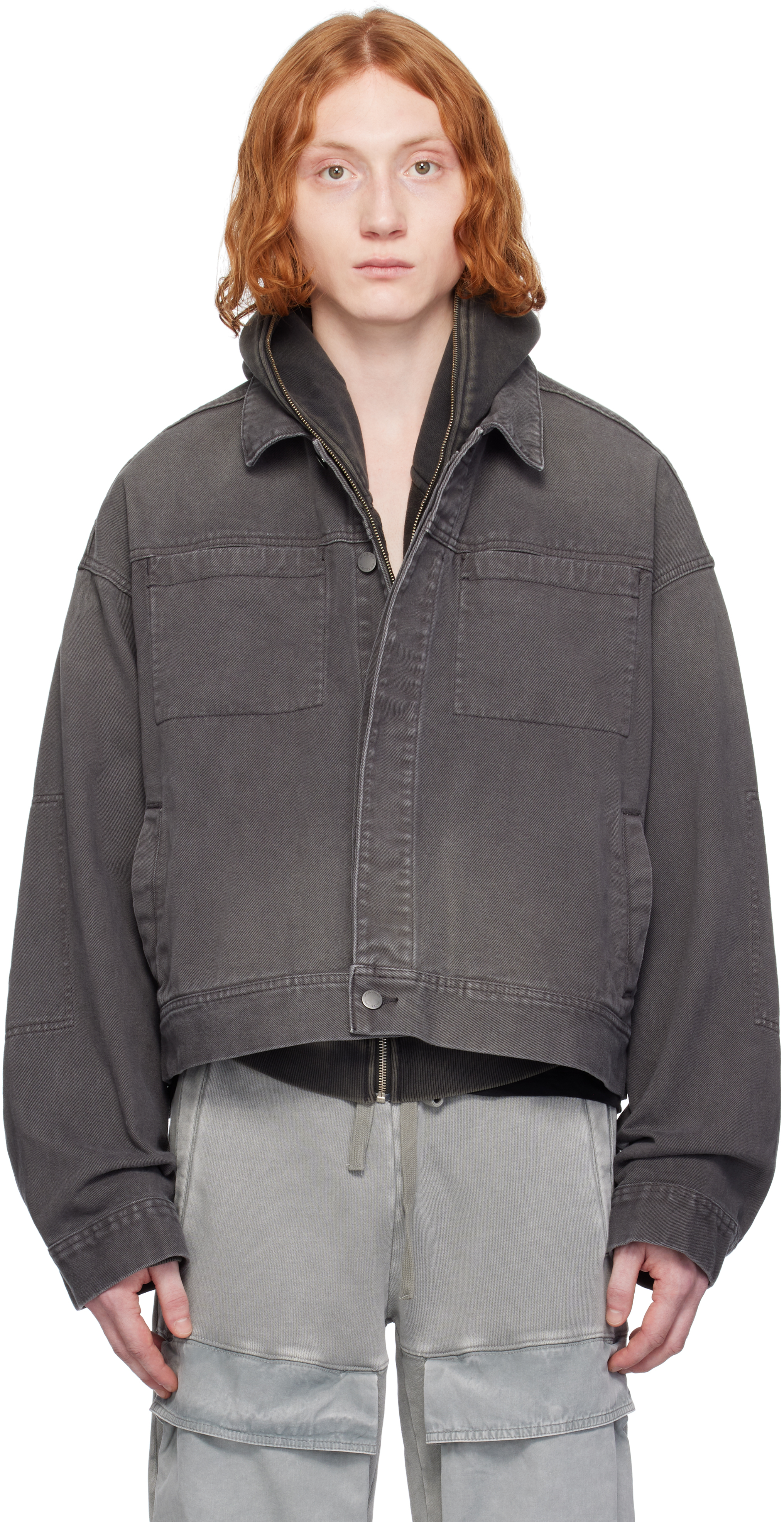Entire Studios Gray Gem Denim Jacket In Stonelight
