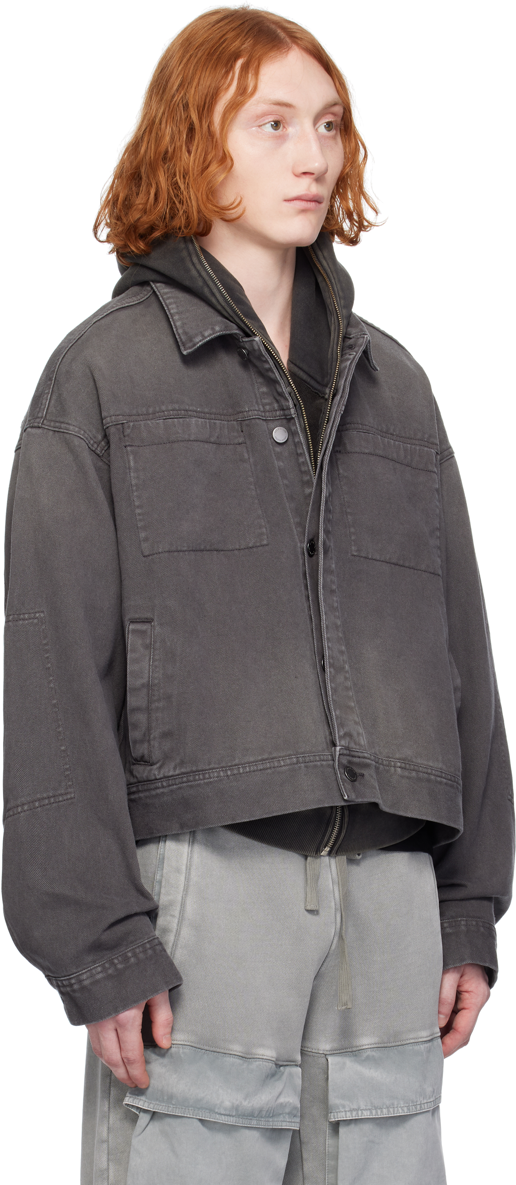 Entire Studios Gray Gem Denim Jacket In Stonelight