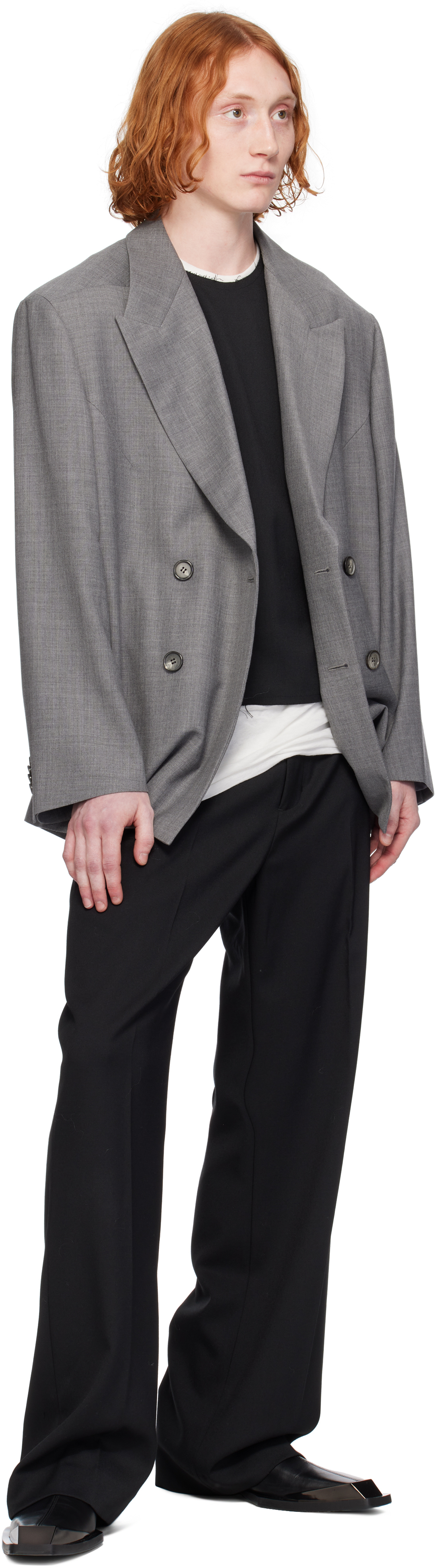 Entire Studios Black Father Suiting Trousers In Blackwool