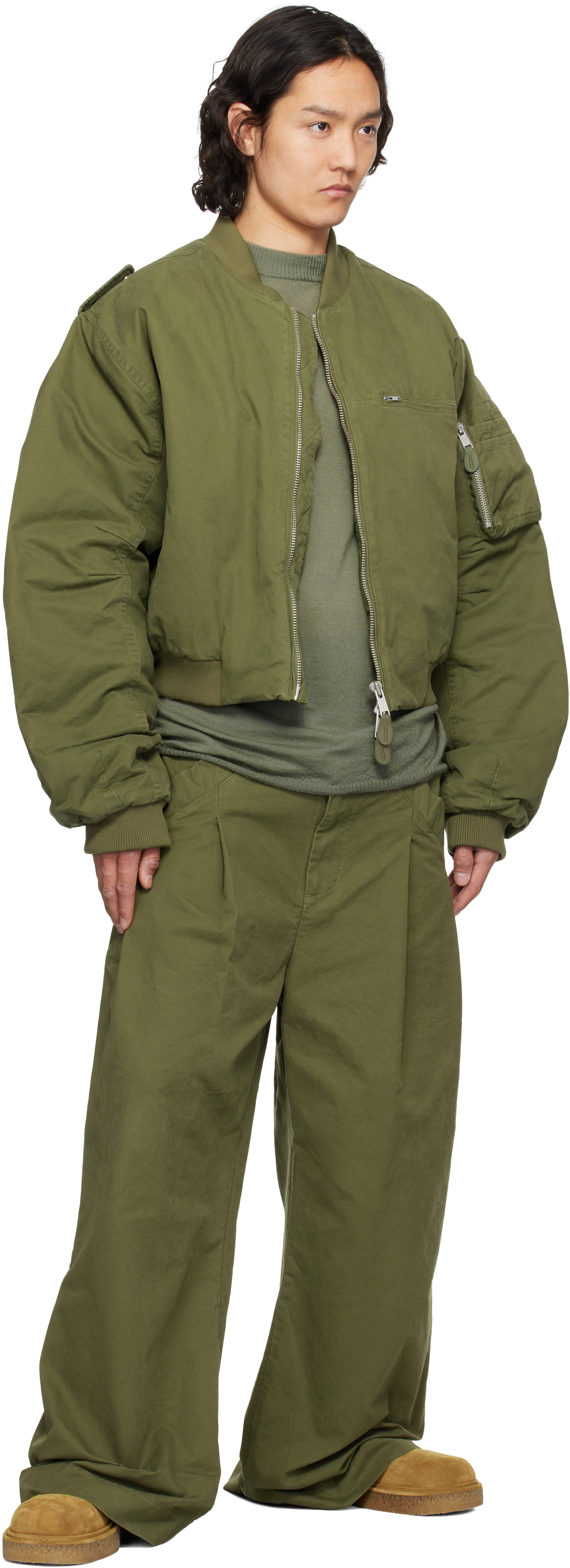 Entire Studios Khaki Wares Trousers In Army