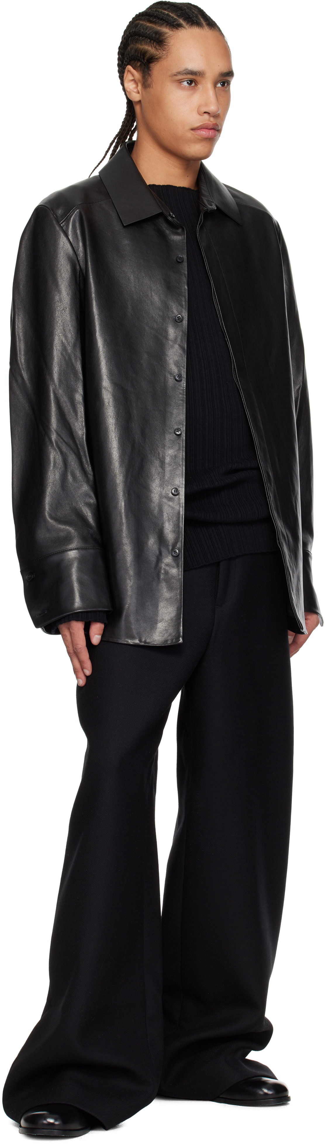 Entire Studios Black Legacy Leather Shirt In Blackleather