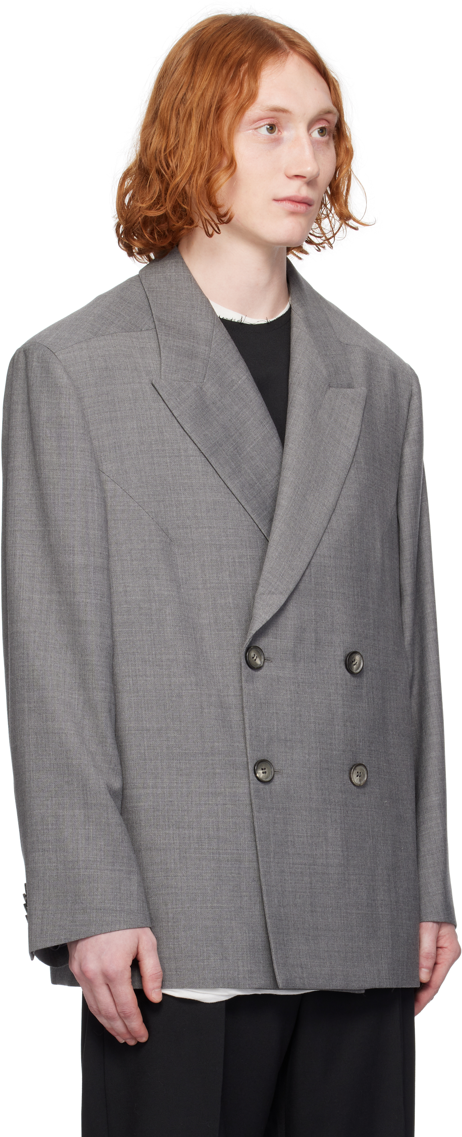 Entire Studios Gray Double Breasted Blazer In Ash