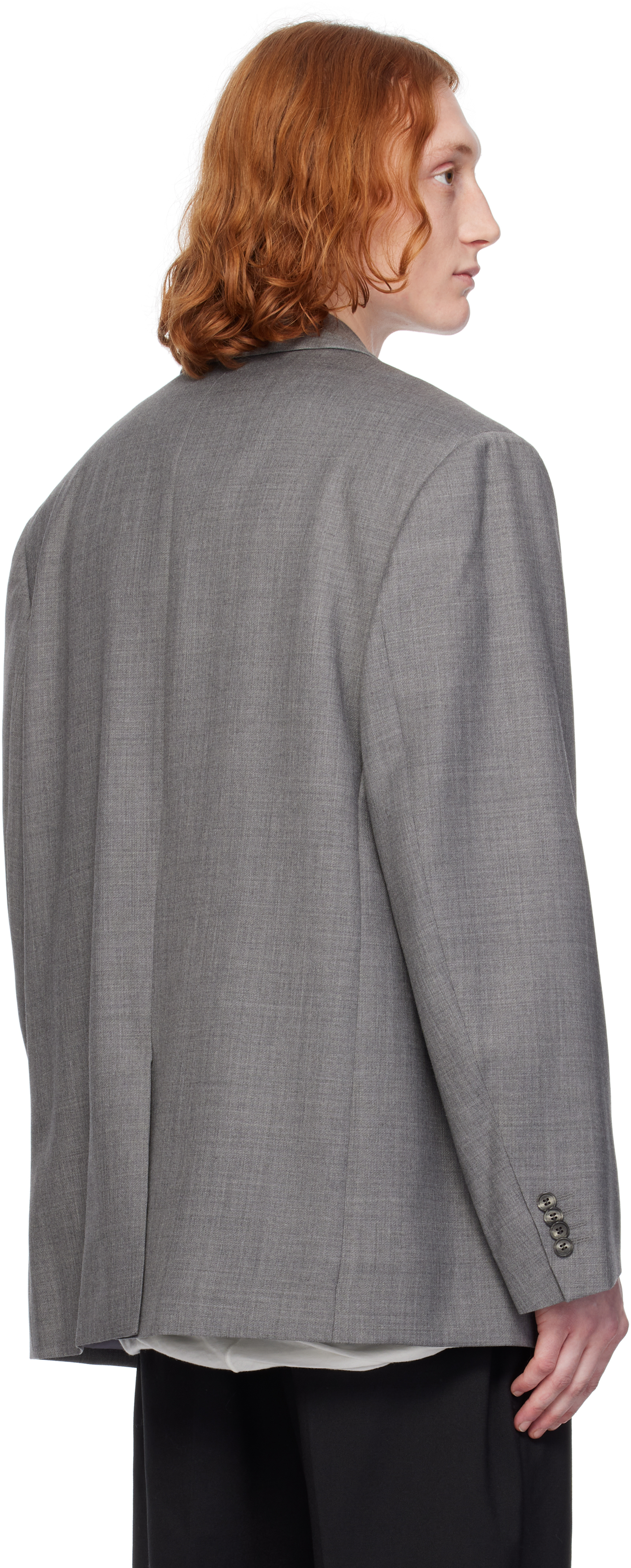 Entire Studios Gray Double Breasted Blazer In Ash