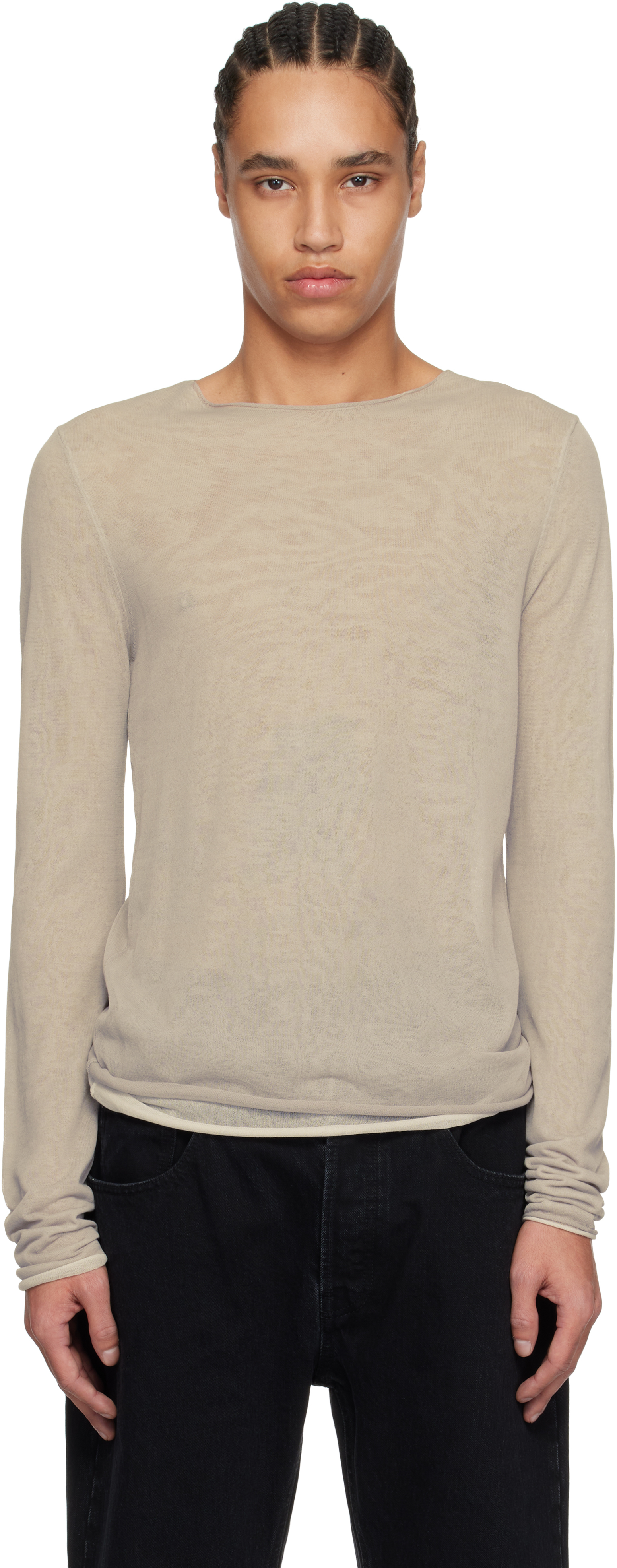【関税込み】Entire Studios グレー Duplex Knit Tシャツ Entire Studios: Gray Duplex Knit T-shirt | SSENSE