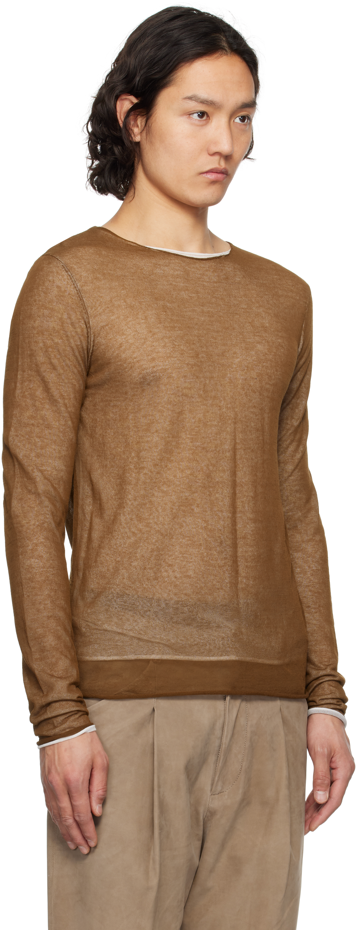 Entire Studios Brown Duplex Knit T-shirt In Himalaya
