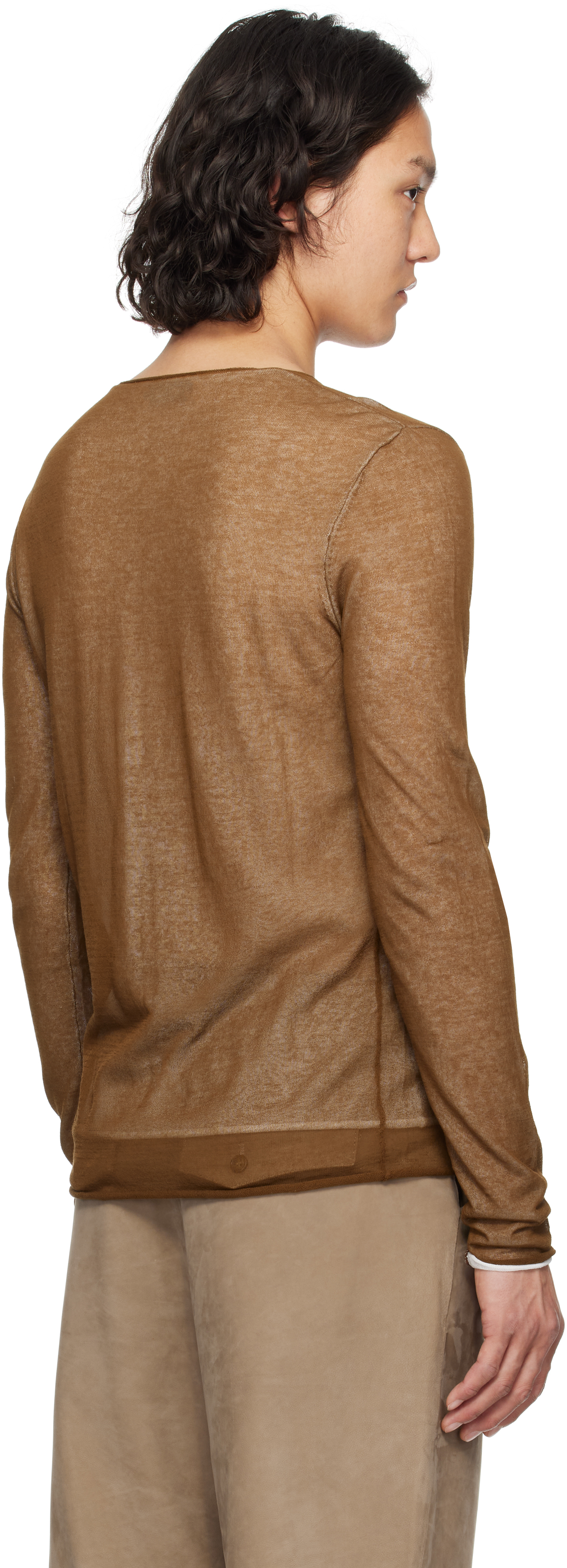 Entire Studios Brown Duplex Knit T-shirt In Himalaya