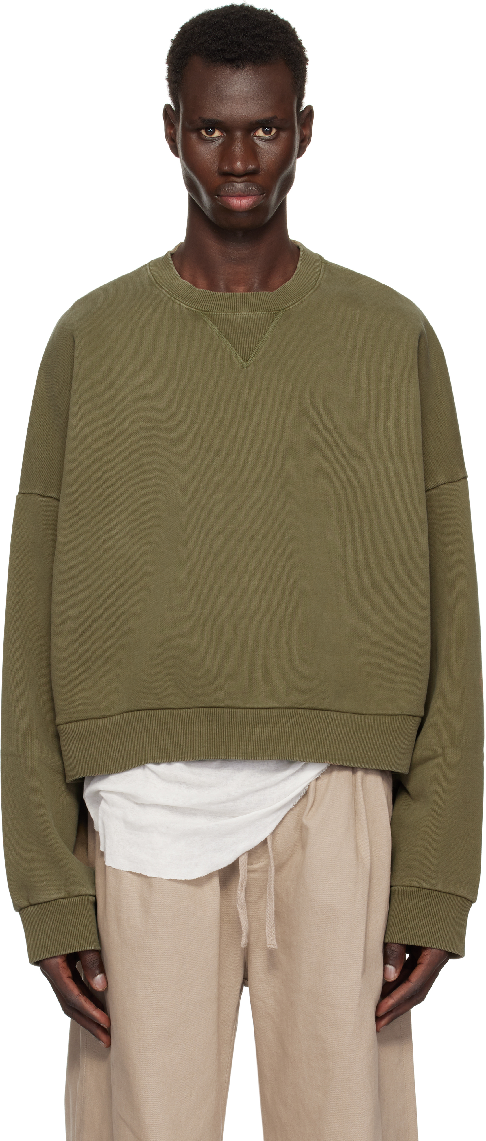 Entire Studios: Khaki Box Crew Sweatshirt | SSENSE