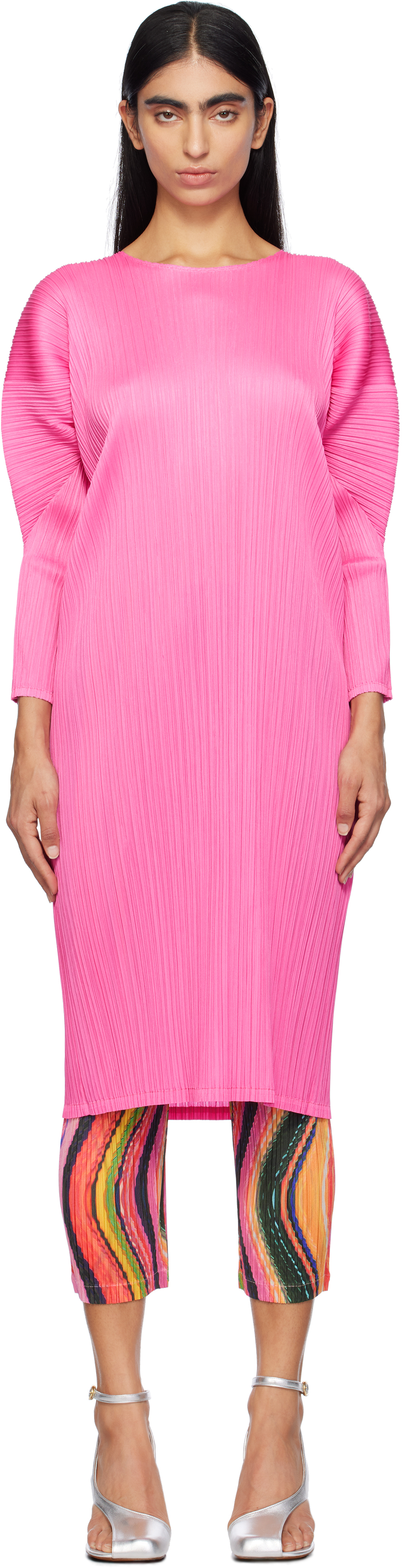 Shop Issey Miyake Pink Monthly Colors October Midi Dress In 22 Pink