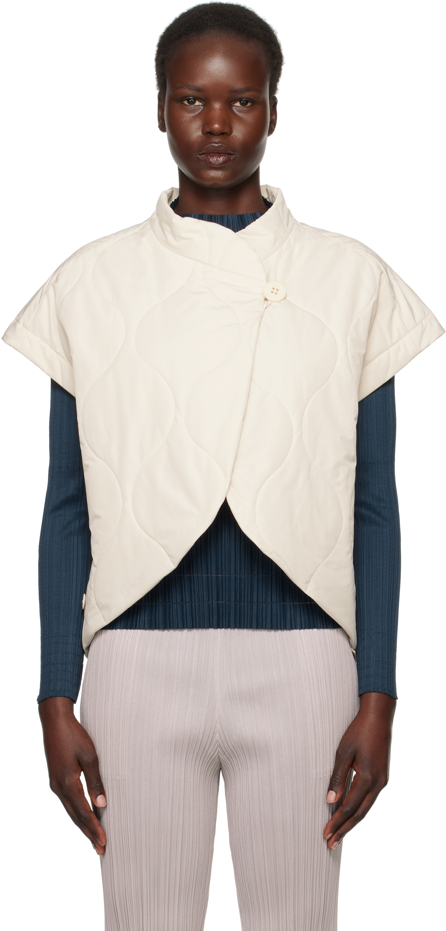 PLEATS PLEASE ISSEY MIYAKE: Off-White Asteroid Vest | SSENSE