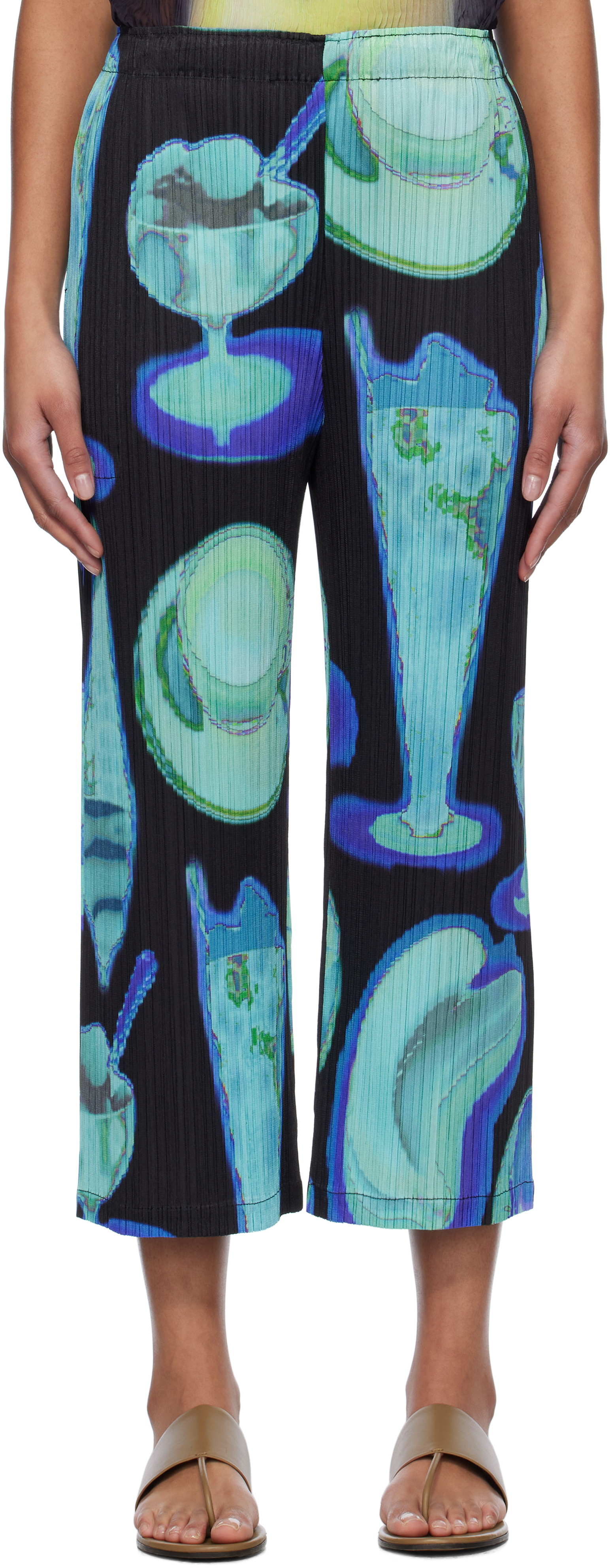 PLEATS PLEASE ISSEY MIYAKE: Black & Blue Thermal Foods Trousers