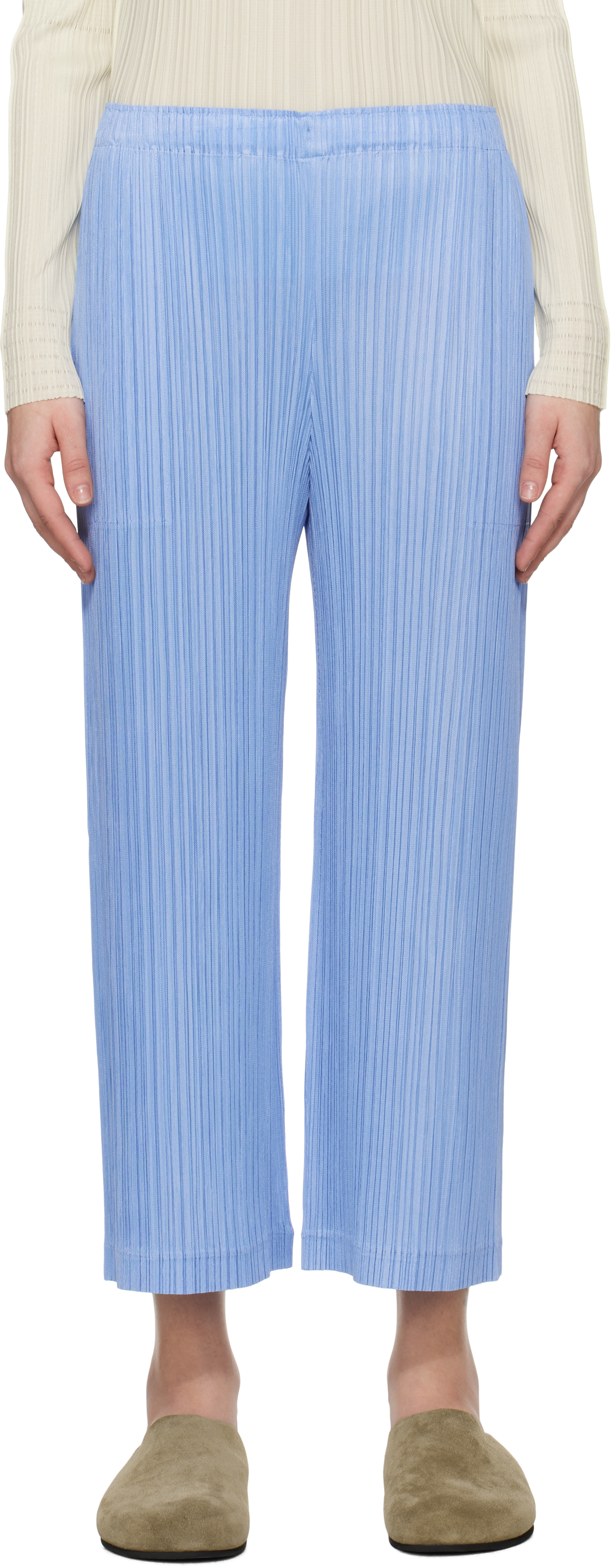 PLEATS PLEASE ISSEY MIYAKE: Blue Thicker Bottoms 2 Trousers