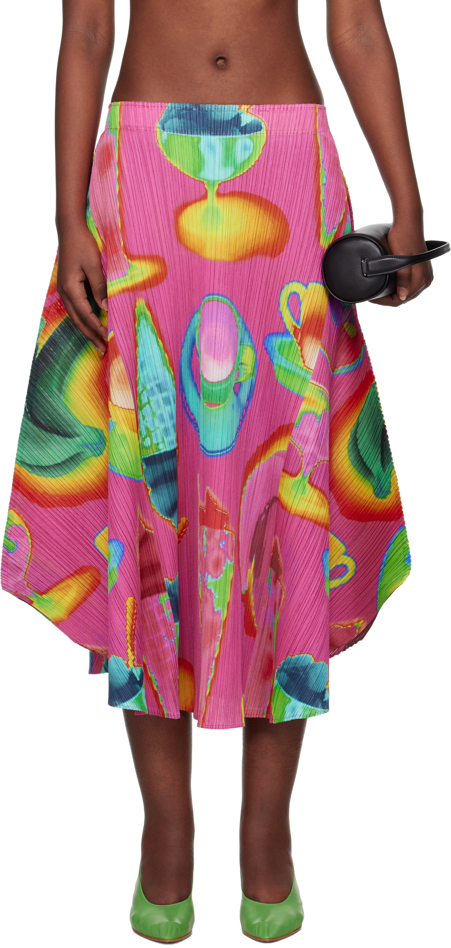 Pink 
Green Thermal Foods Midi Skirt