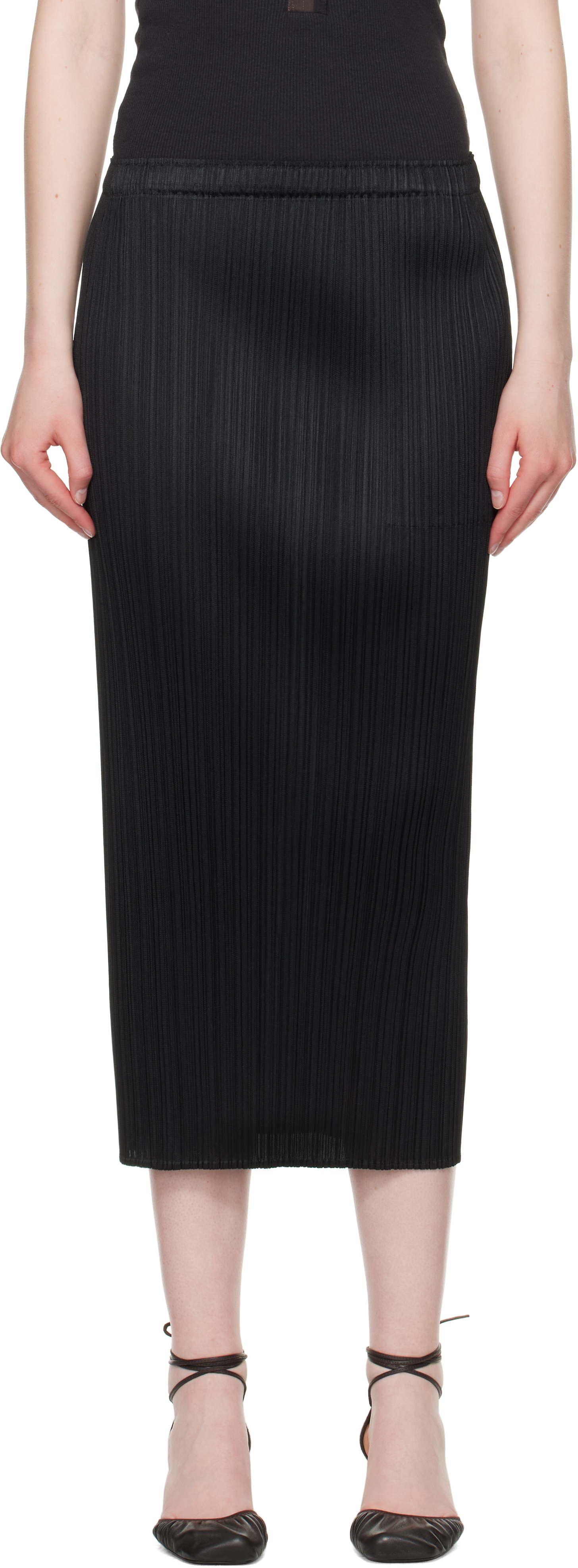 Issey Miyake Black Basics Midi Skirt