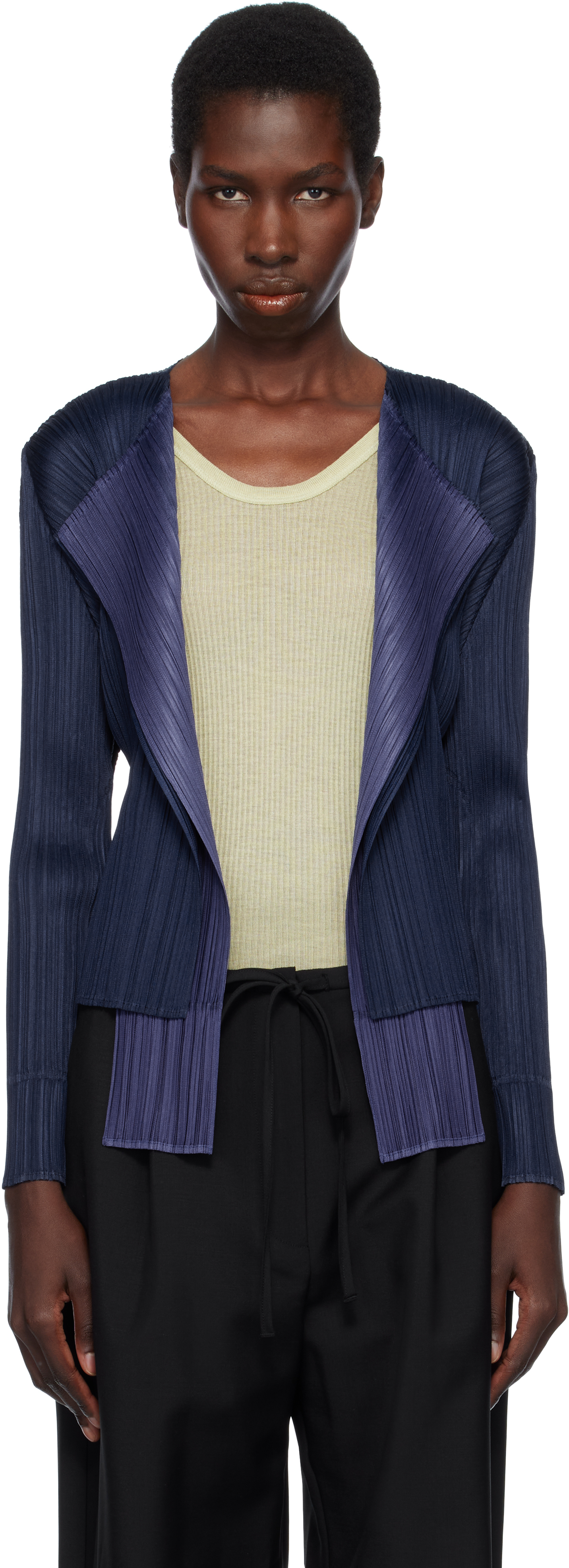 Navy Merry Bicolor Cardigan