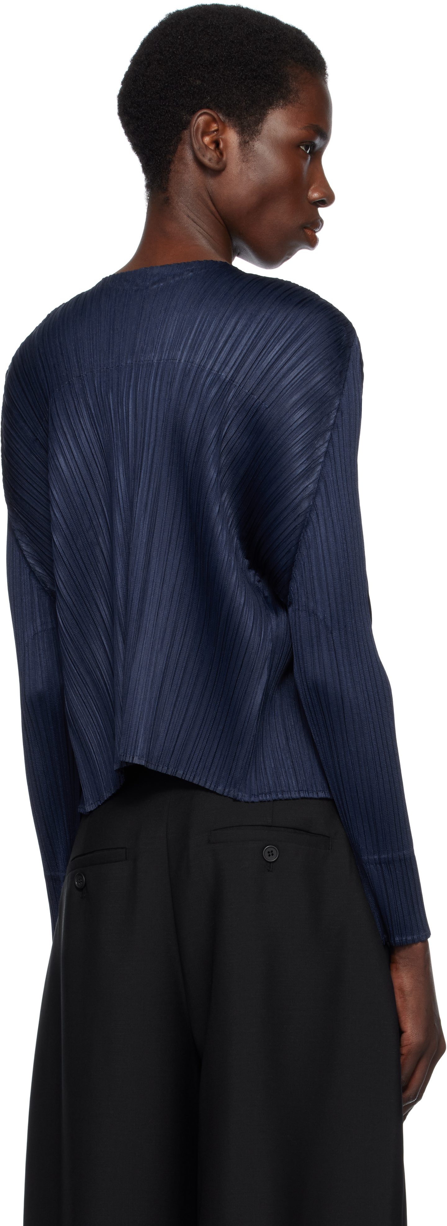 Issey Miyake Navy Merry Bicolor Cardigan In 75 Navy