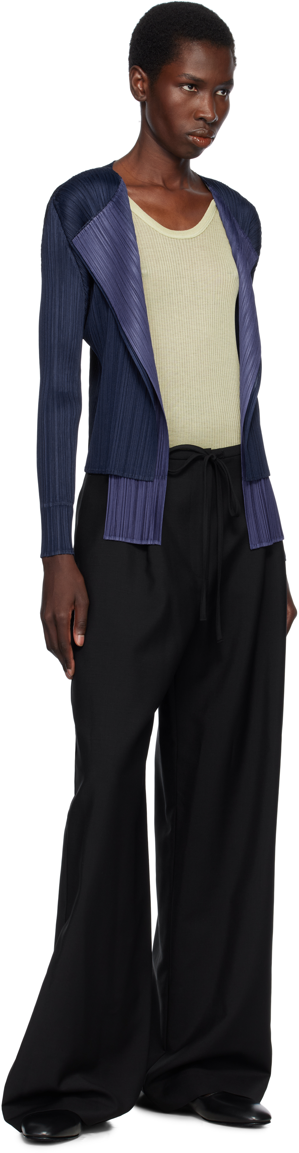 Issey Miyake Navy Merry Bicolor Cardigan In 75 Navy