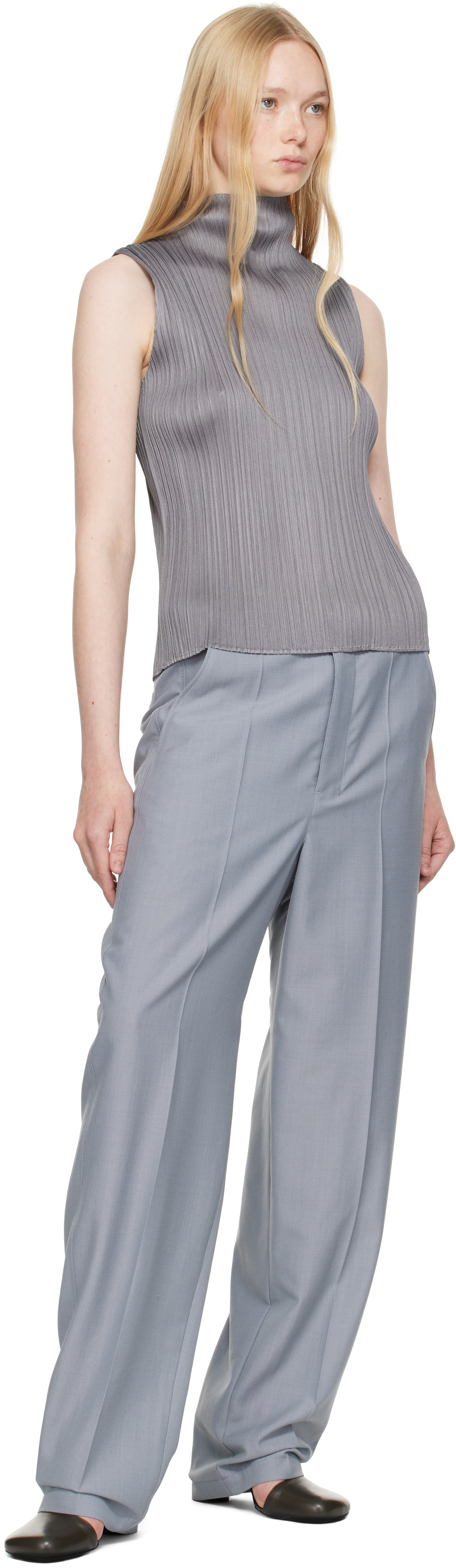 Issey Miyake Pleated Sleeveless Tank Top