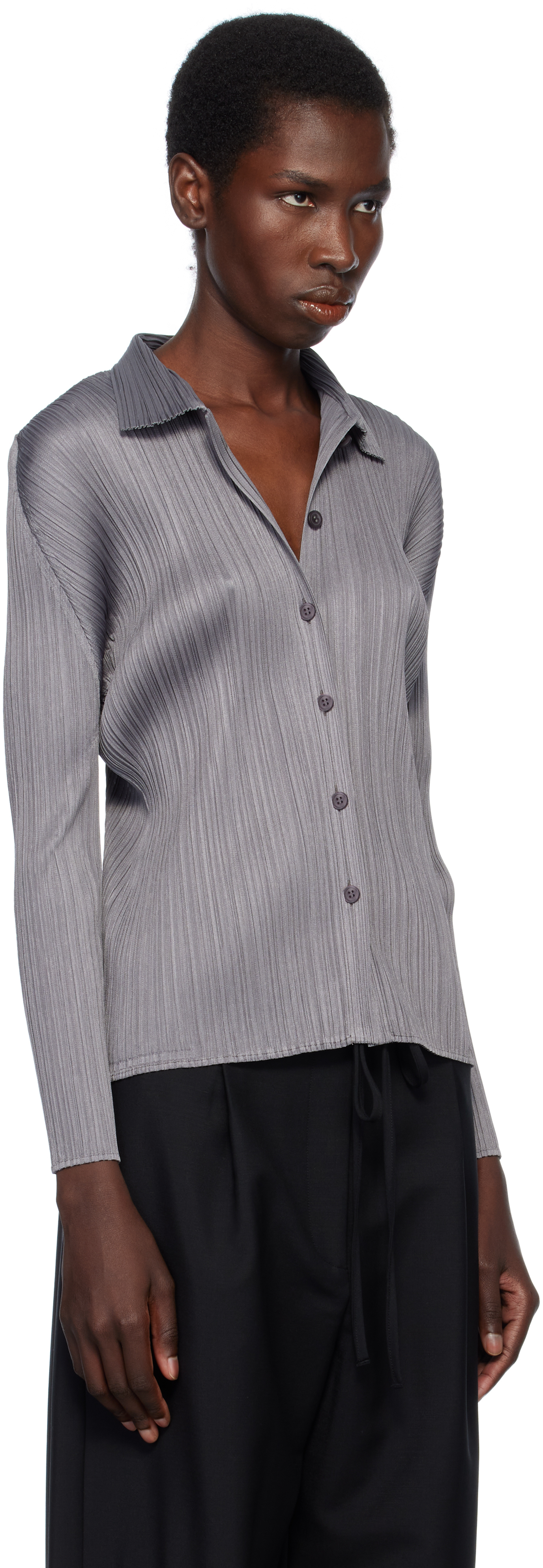 Shop Issey Miyake Gray Basics Shirt In 12 Gray