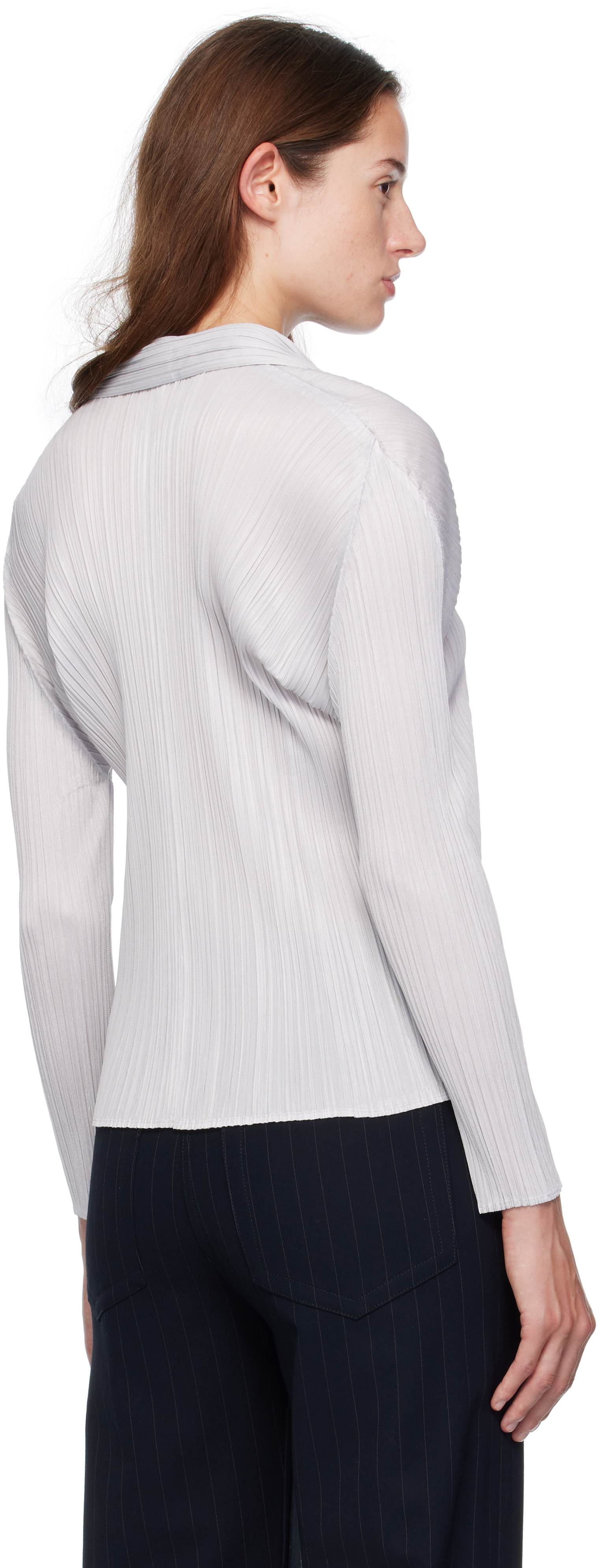 Issey Miyake Gray Basics Blouse In White