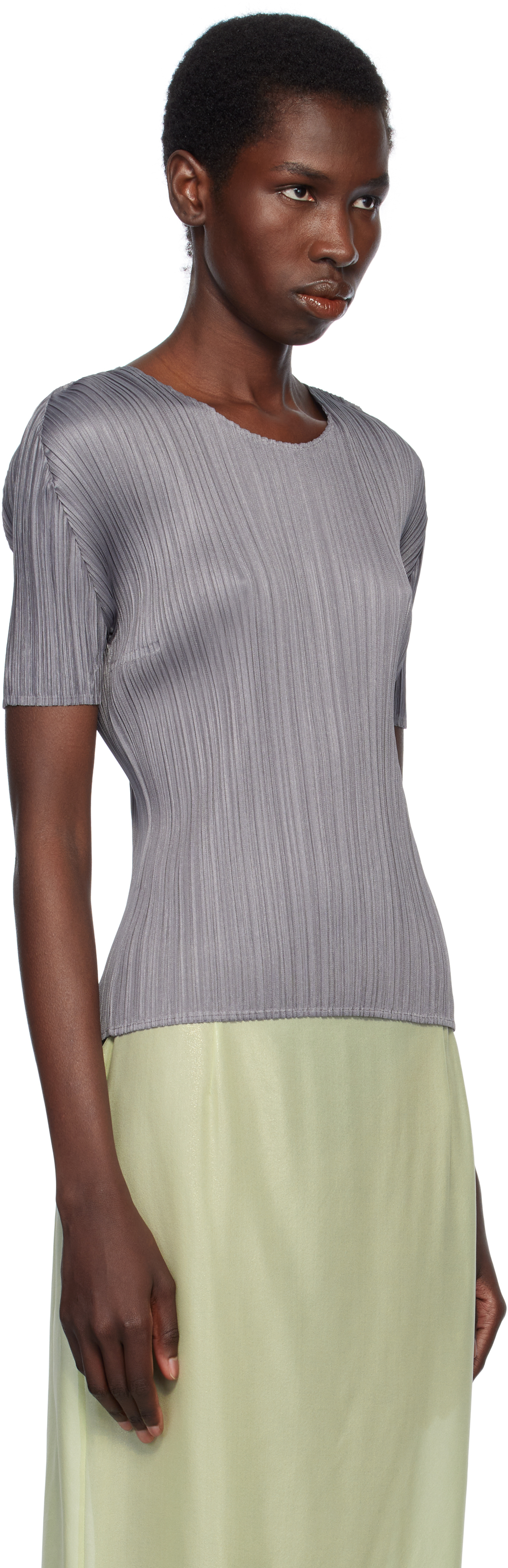 Shop Issey Miyake Gray Basics T-shirt In 12 Gray
