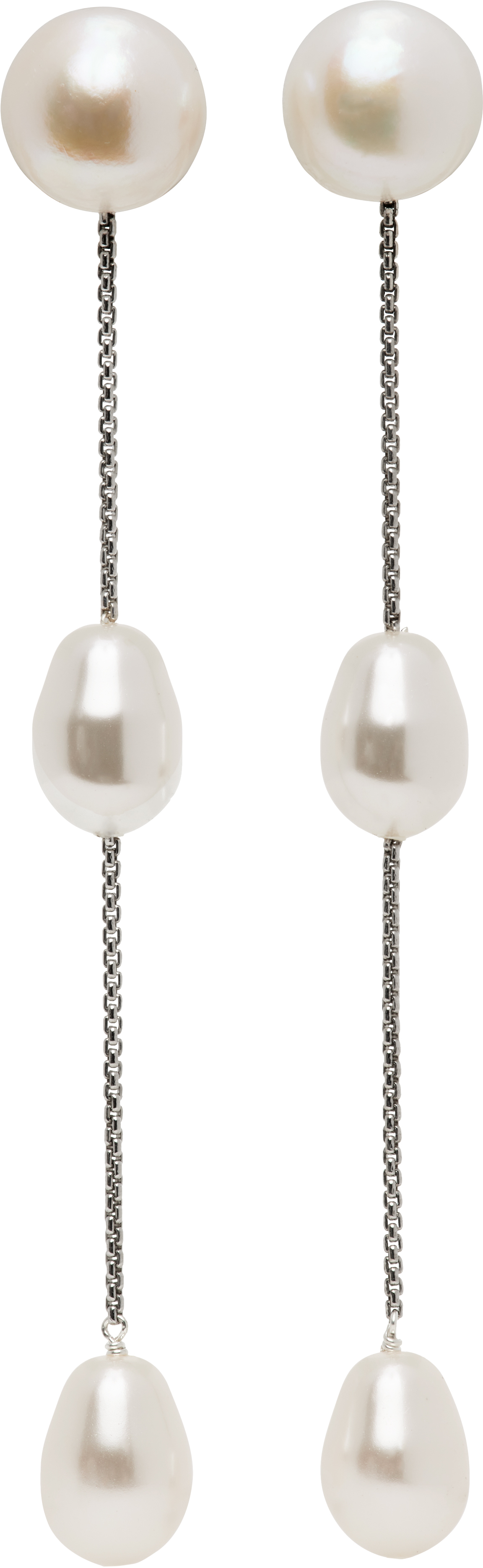 Silver Small Pearl Drop Earrings