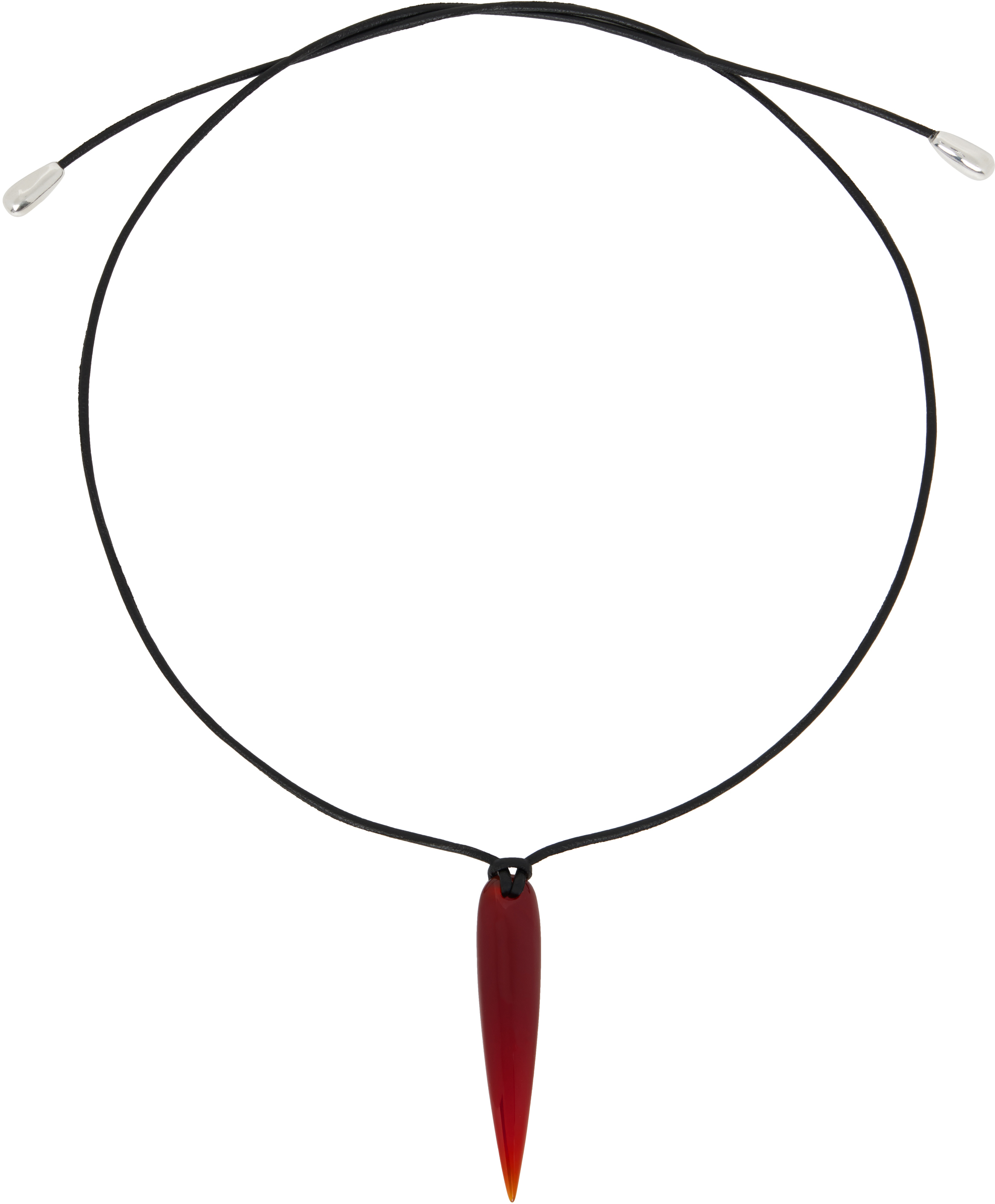 Black Small Spear Carnelian Pendant Necklace