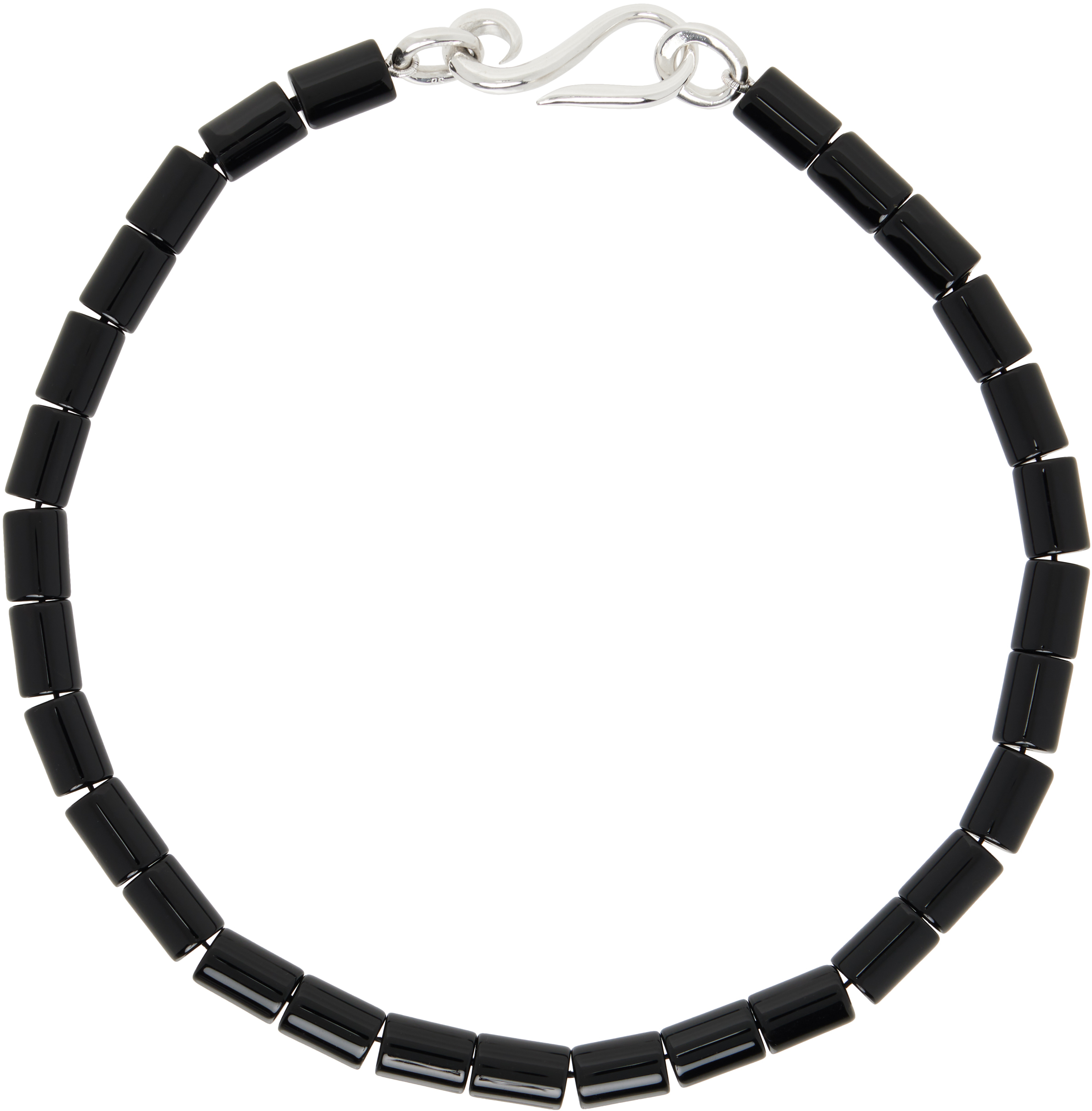 Black Deco Barrel Cut Onyx Necklace