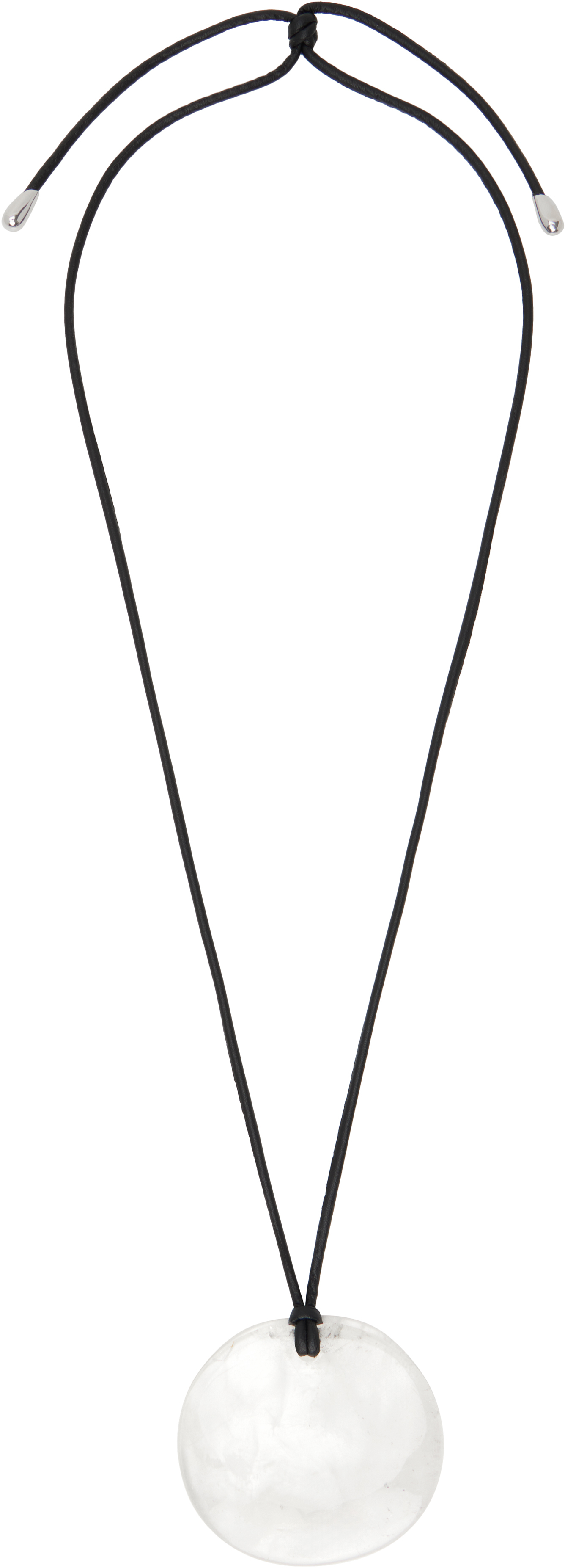 Black Large Full Moon Quartz Pendant Necklace