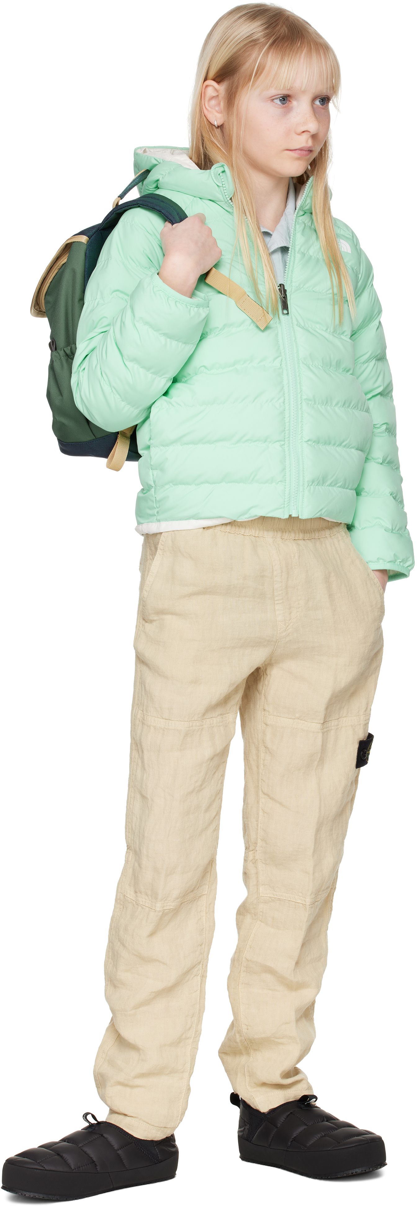 The North Face Little Kids Green Perrito Hooded Reversible Jacket In 6ei Bright Foam