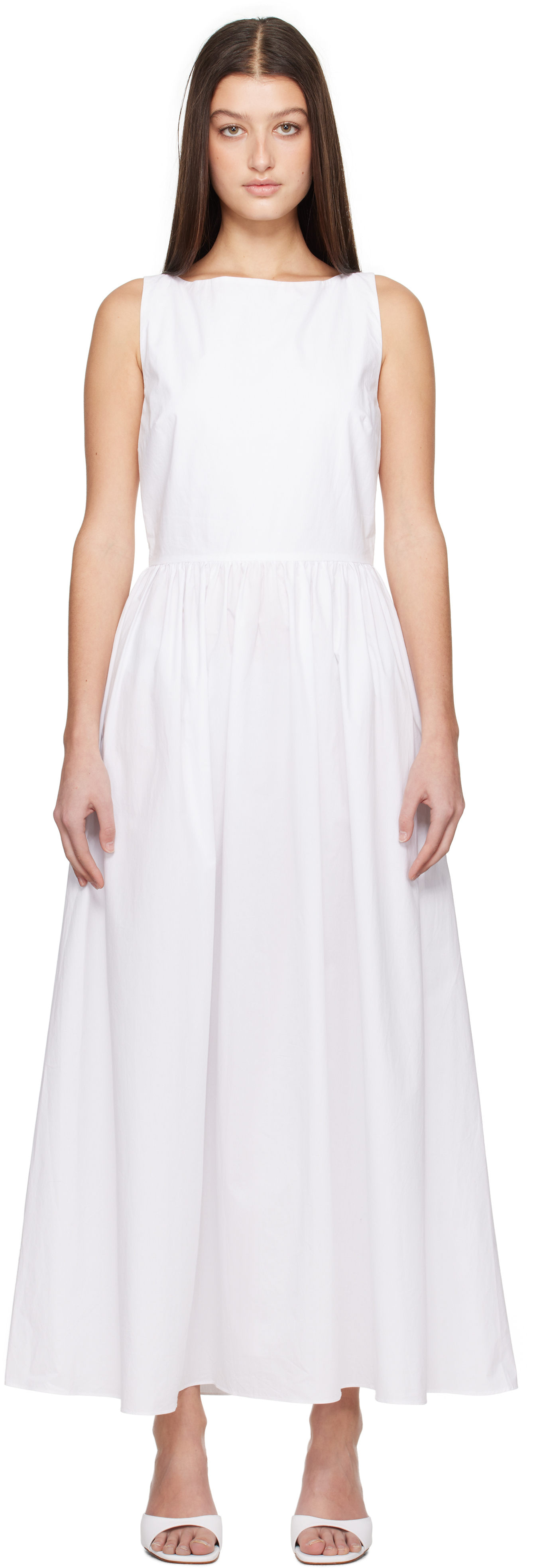 White Tie Back Midi Dress