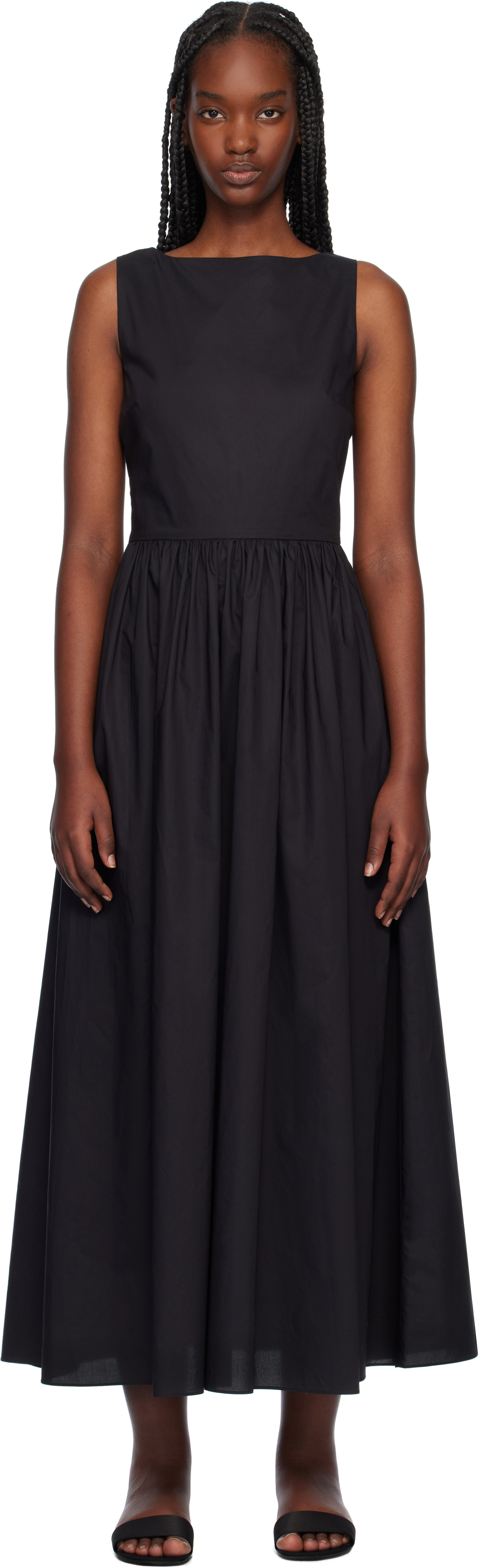 Black Tie Back Midi Dress