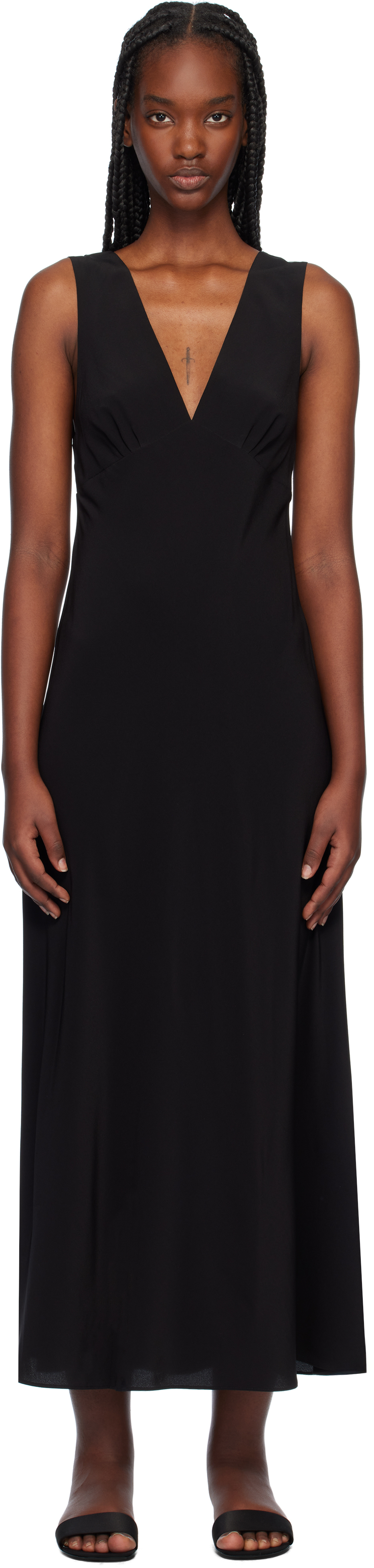 Black Plunge Slip Dress