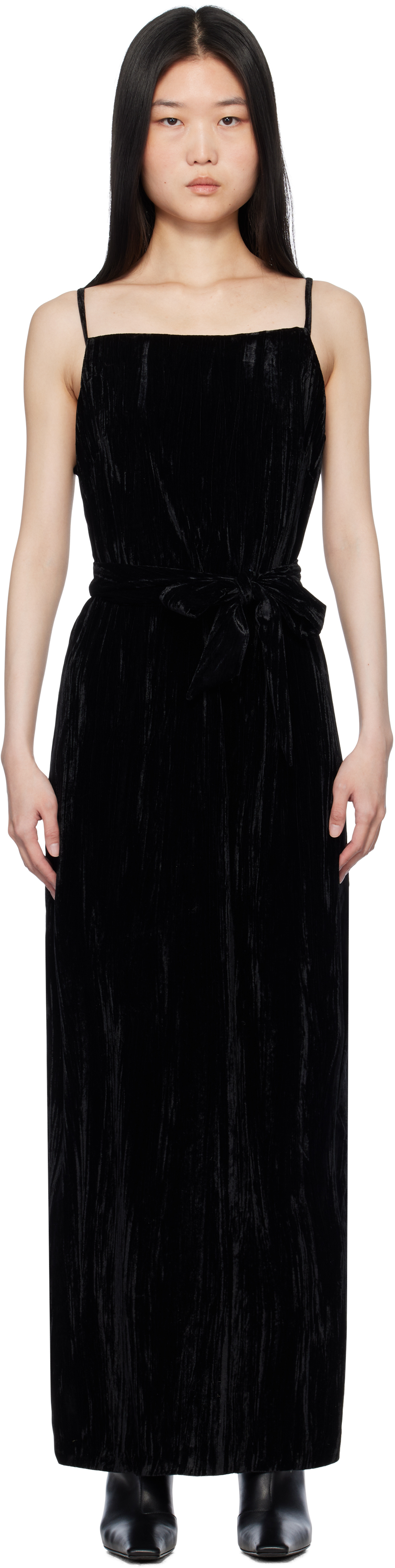 Holzweiler Black Cygnet Velvet Maxi Dress In 1051 Black