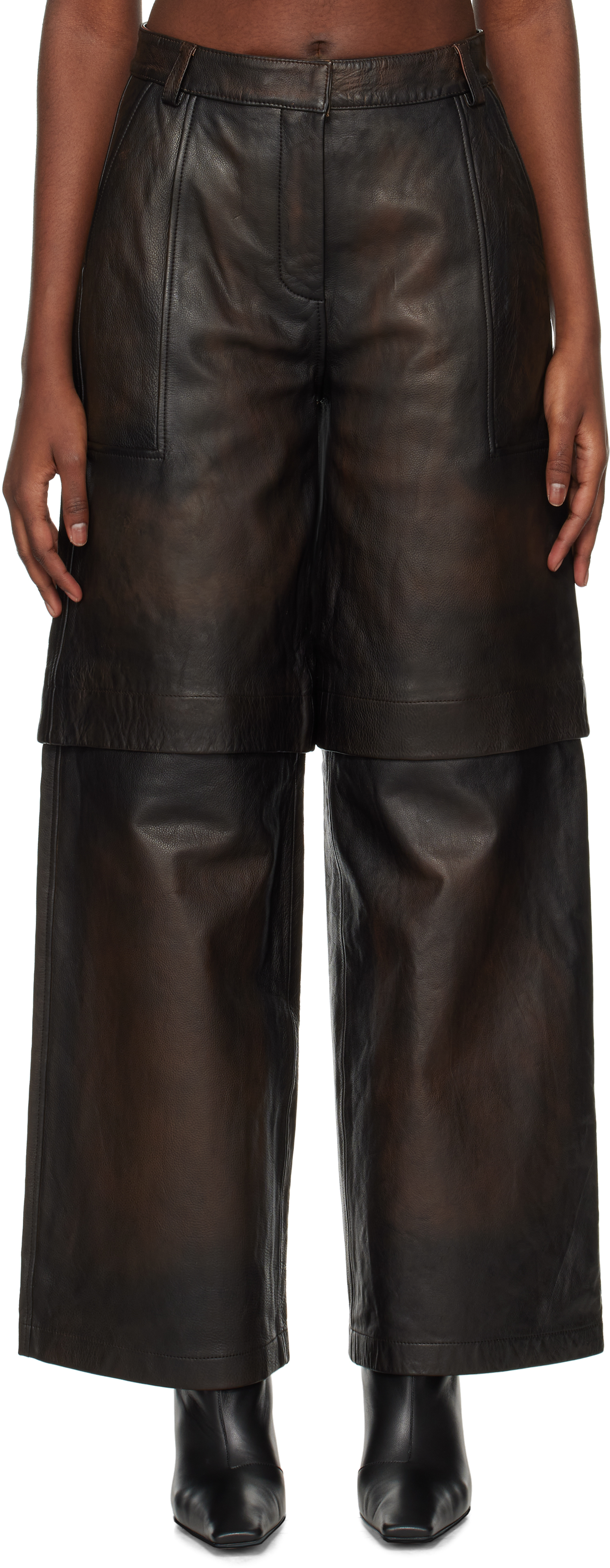 【関税込み】Holzweiler ブラウン Edda レザーパンツ Edda Leather Trousers - Brown - Holzweiler