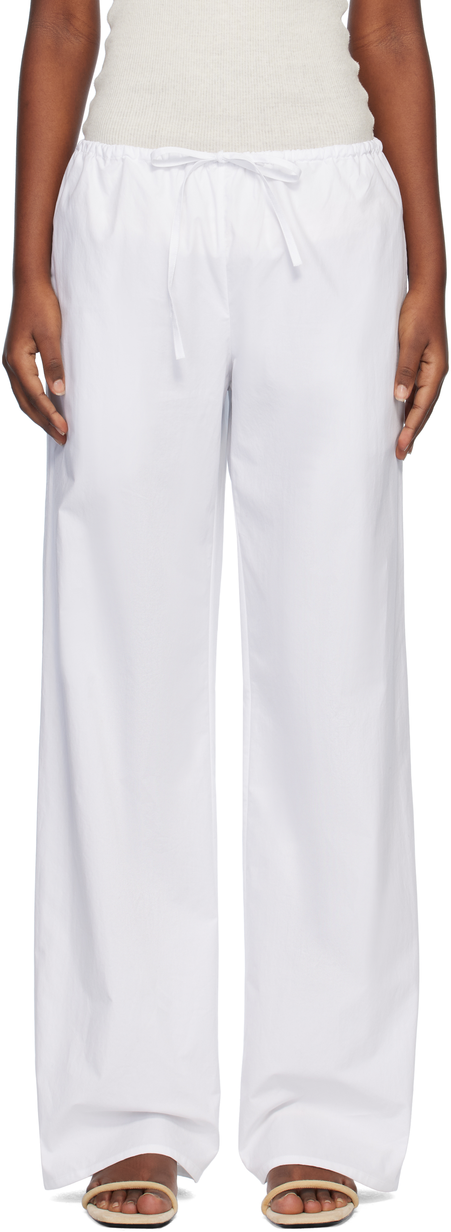 White Drawcord Trousers