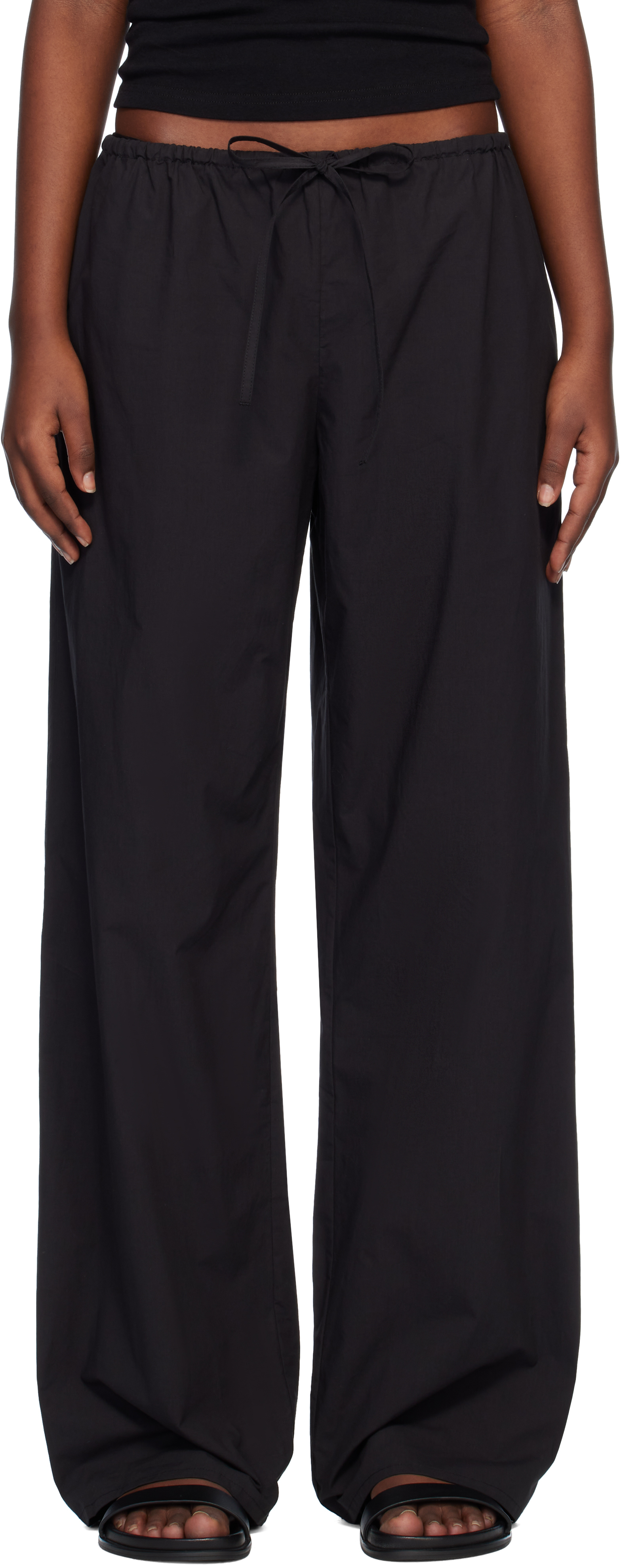 Matteau: Black Drawcord Trousers | SSENSE